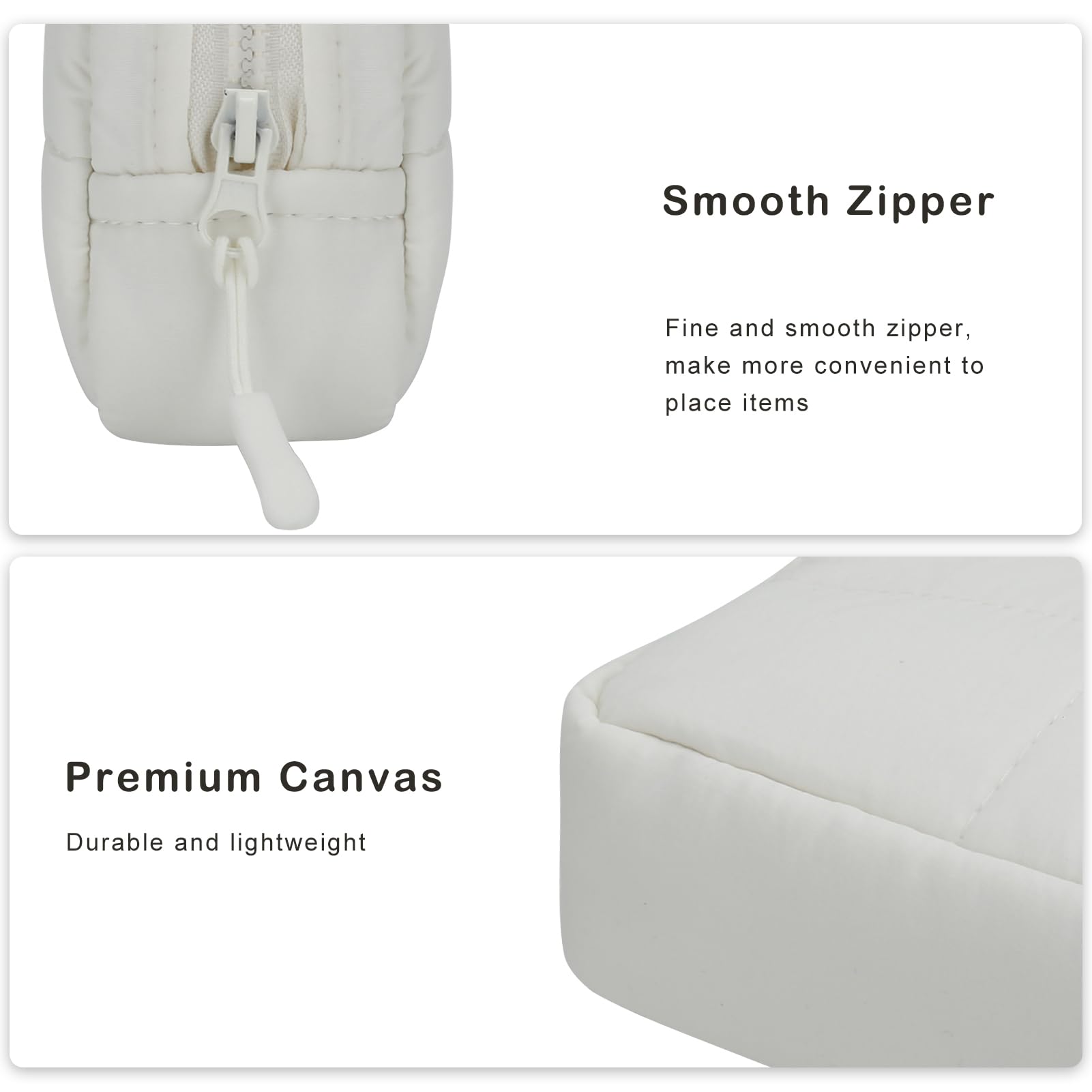 Cute Mini Makeup Bag for Women - Travel Cosmetic Organizer | White Quilted Toiletry Pouch for Daily Use & Trips