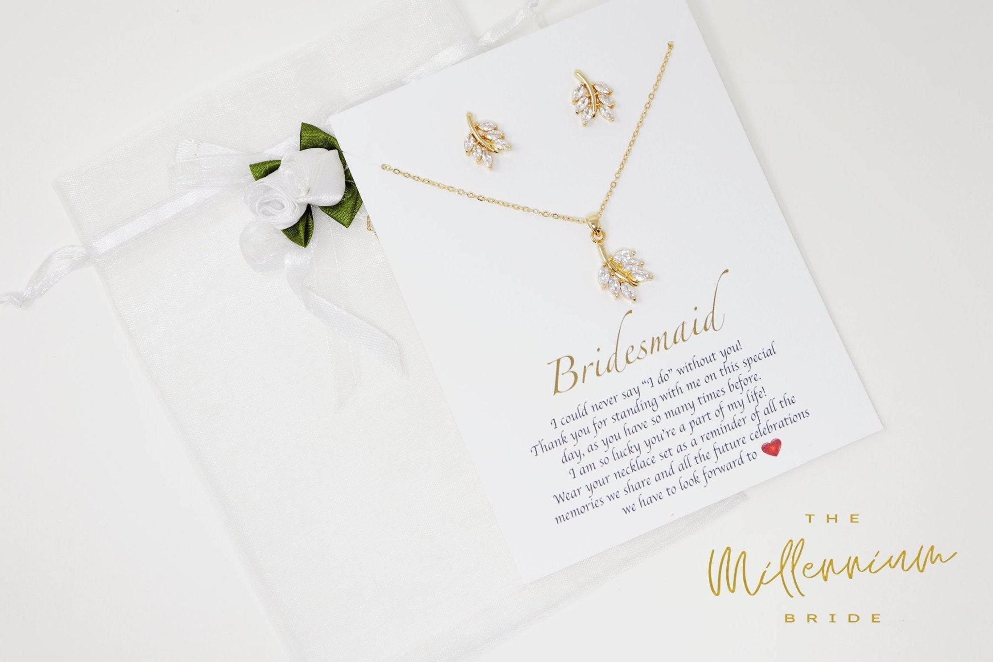 Swarovski Crystal Vine Leaves Bridesmaid Jewelry Set - Elegant Crystal Earrings & Necklace for Wedding Party, Maid of Honor Gift, Perfect for Bridal Shower & Formal Occasions