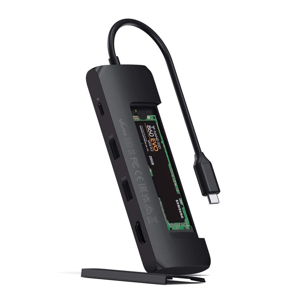 Satechi USB C Hybrid Multiport Adapter with SSD Enclosure - 4K HDMI, USB 3.0, 100W PD - Black | Expand Laptop Ports for MacBook Pro, iPad Pro, Windows | Perfect for Home Office, Travel & Video Editing