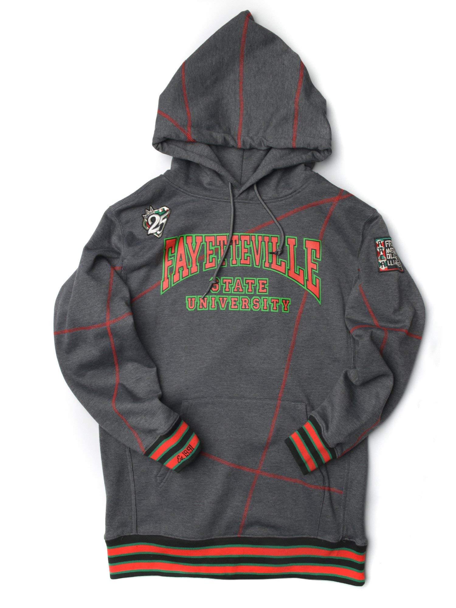 Fayetteville State University Original '92 Frankenstein Stitched Hoodie - Charcoal Grey & Red - Vintage College Sweatshirt for Alumni, Fans & Streetwear Fashion