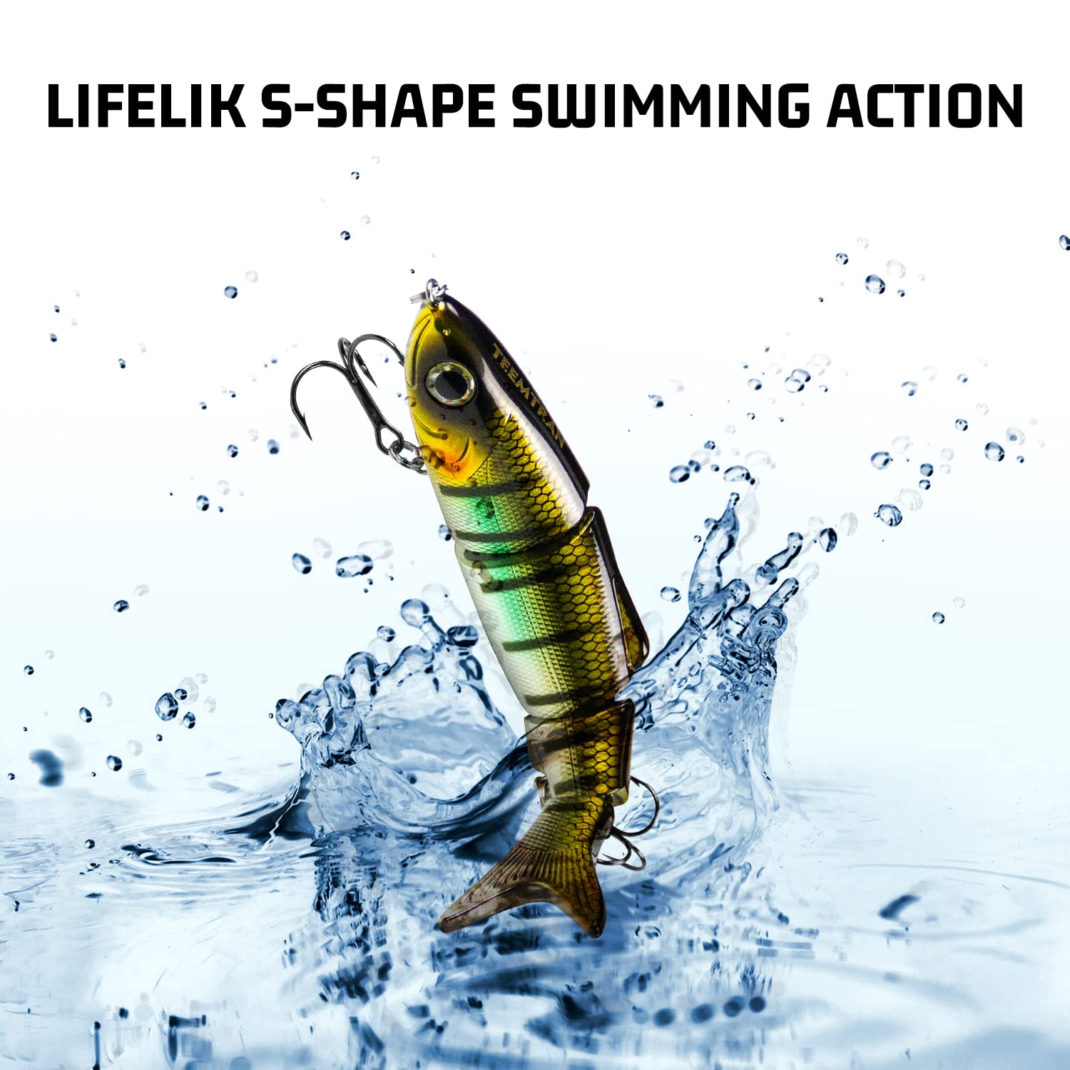 Premium 3-Piece Bass Fishing Lures Kit - Freshwater Trout Crankbaits & Saltwater Multi-Jointed Swimbaits with #4 Hooks - Perfect for Lake, River, and Ocean Fishing Adventures