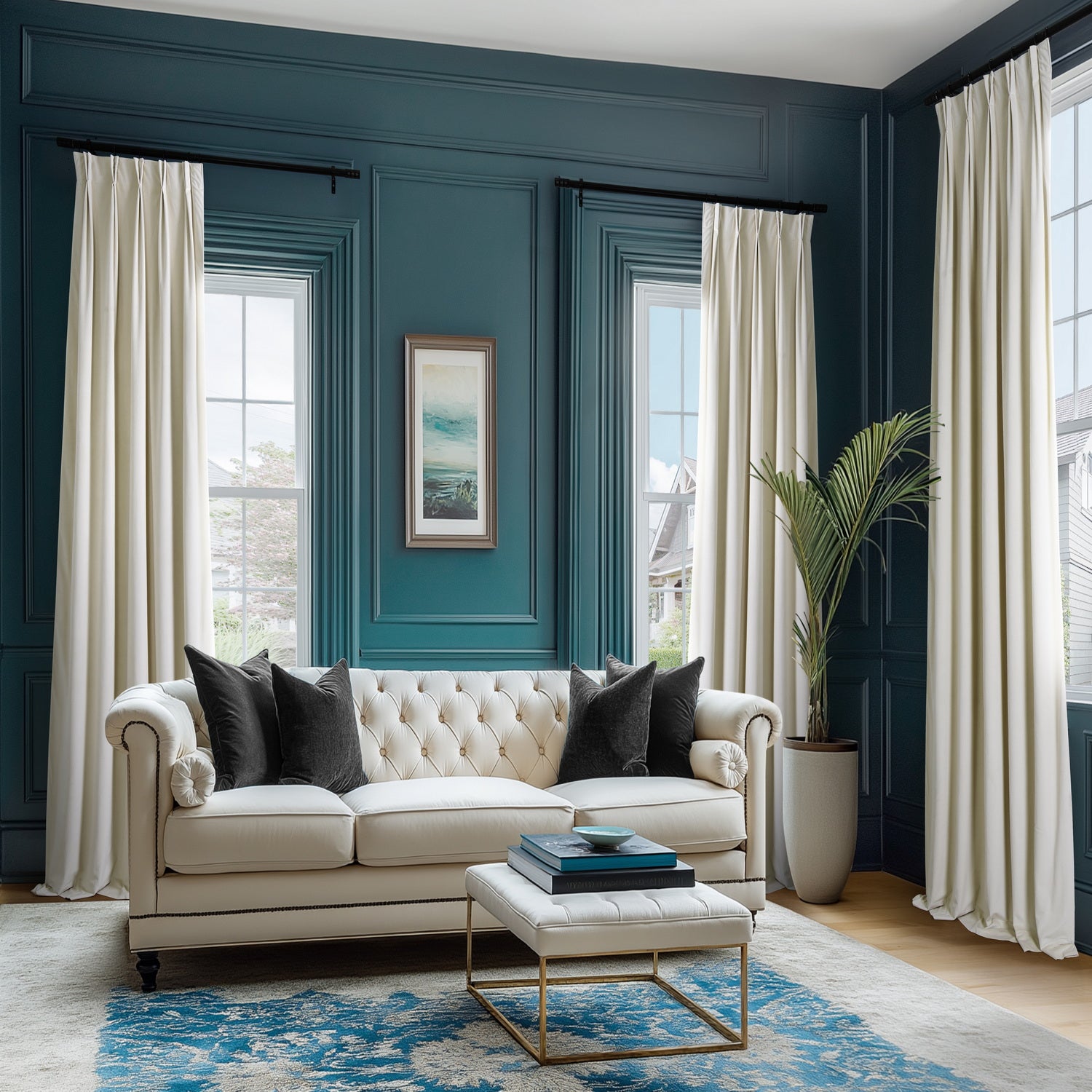 Custom Velvet Curtains for Living Room & Bedroom - Neutral Ground Signature Soft Blackout Drapes for Home Decor & Light Control