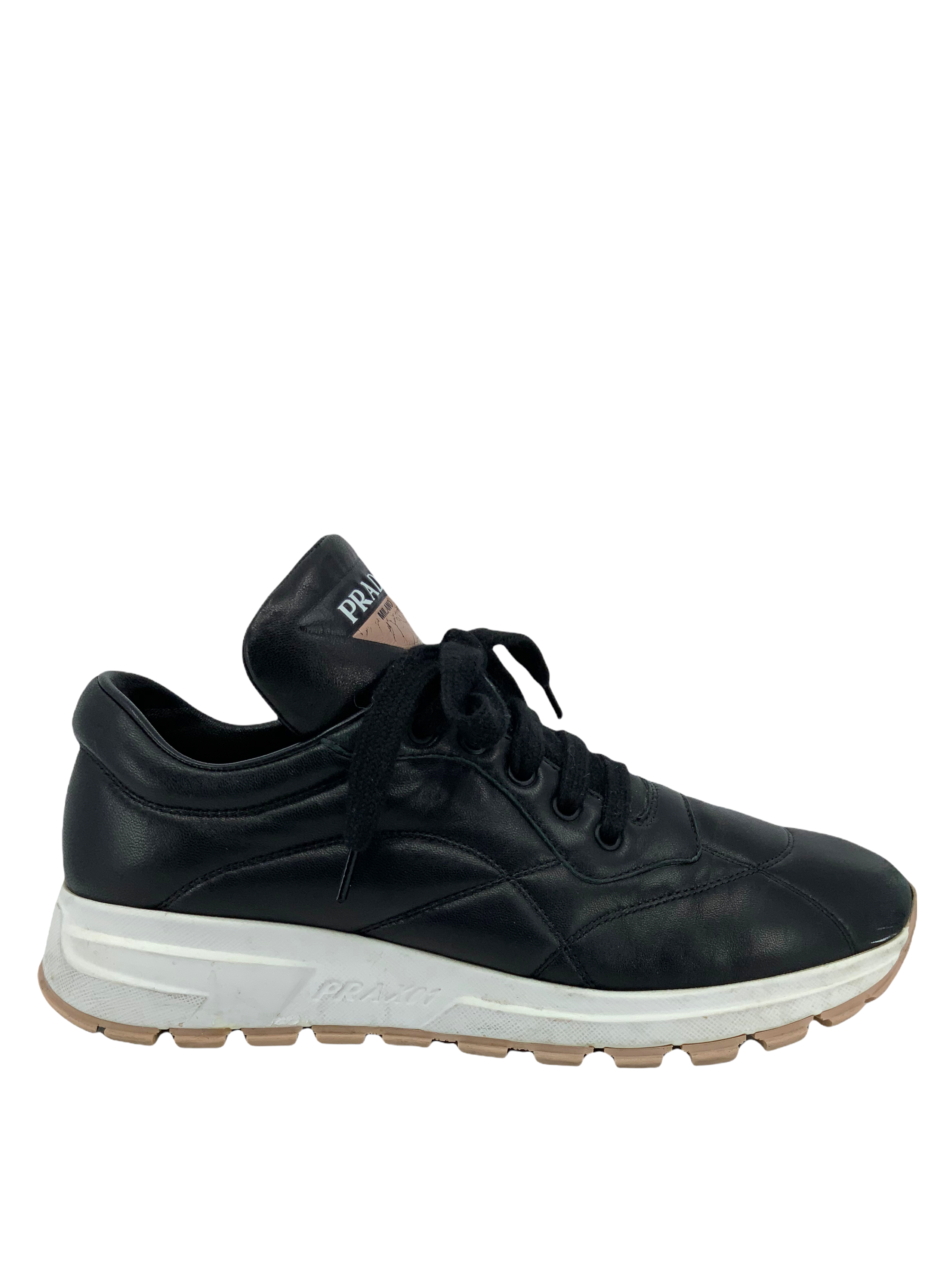 Prada Leather Allacciate Sneakers for Women - Size 9 | Premium Italian Designer Shoes for Casual Wear & Street Style Fashion