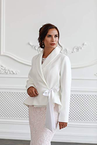 Elegant White Boucle Wedding Coat - Bridal Jacket for Winter Weddings & Formal Events | Maria Cashmere Bridal Cover Up | Perfect for Church Ceremonies, Outdoor Photos & Cold Weather