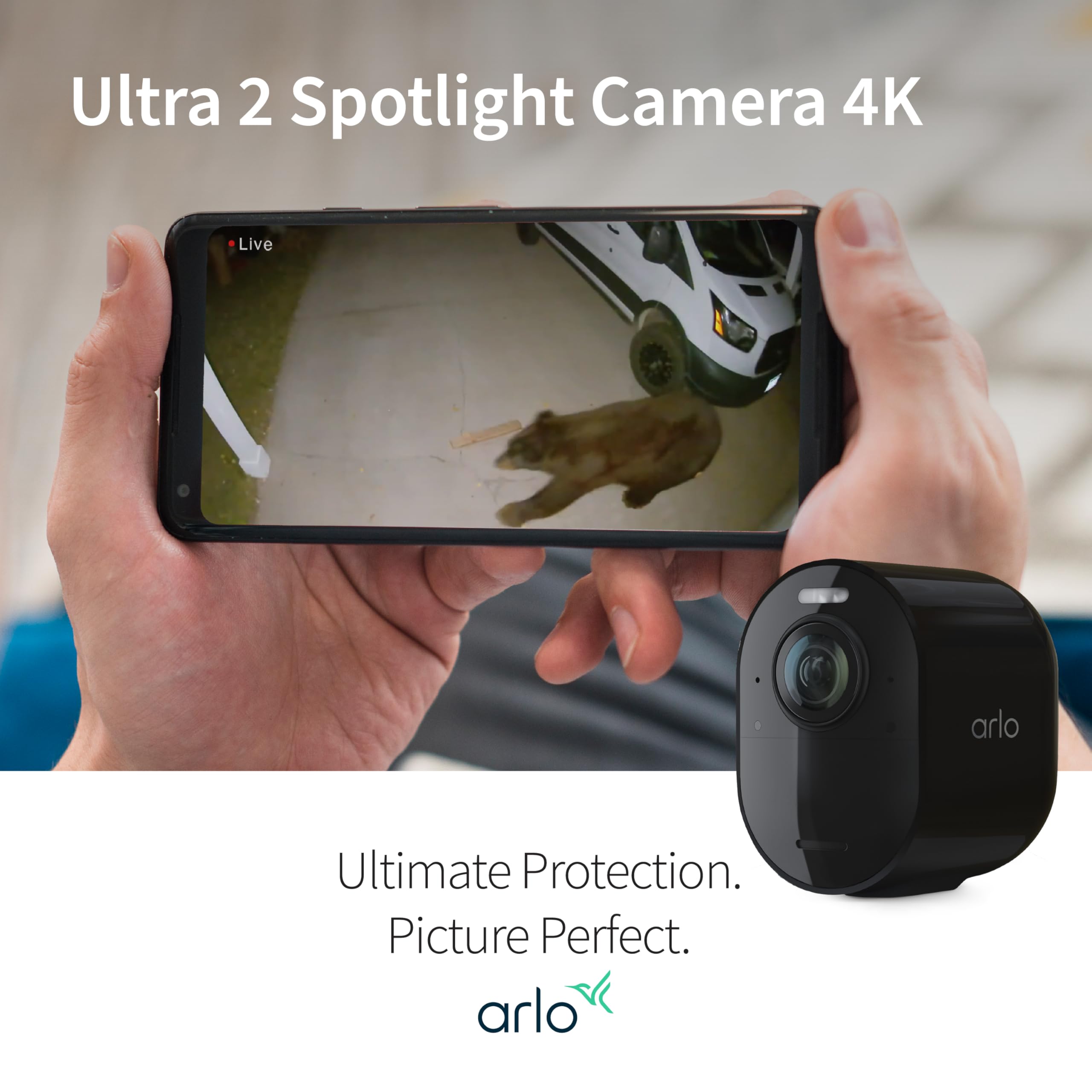 Arlo Ultra 2 Spotlight Camera 4K HDR Wireless Security System (2 Cameras + SmartHub) - Color Night Vision, 180° View, Motion Detection, 2-Way Audio - Ideal for Home & Business Surveillance, Indoor/Outdoor Use, Weatherproof Protection