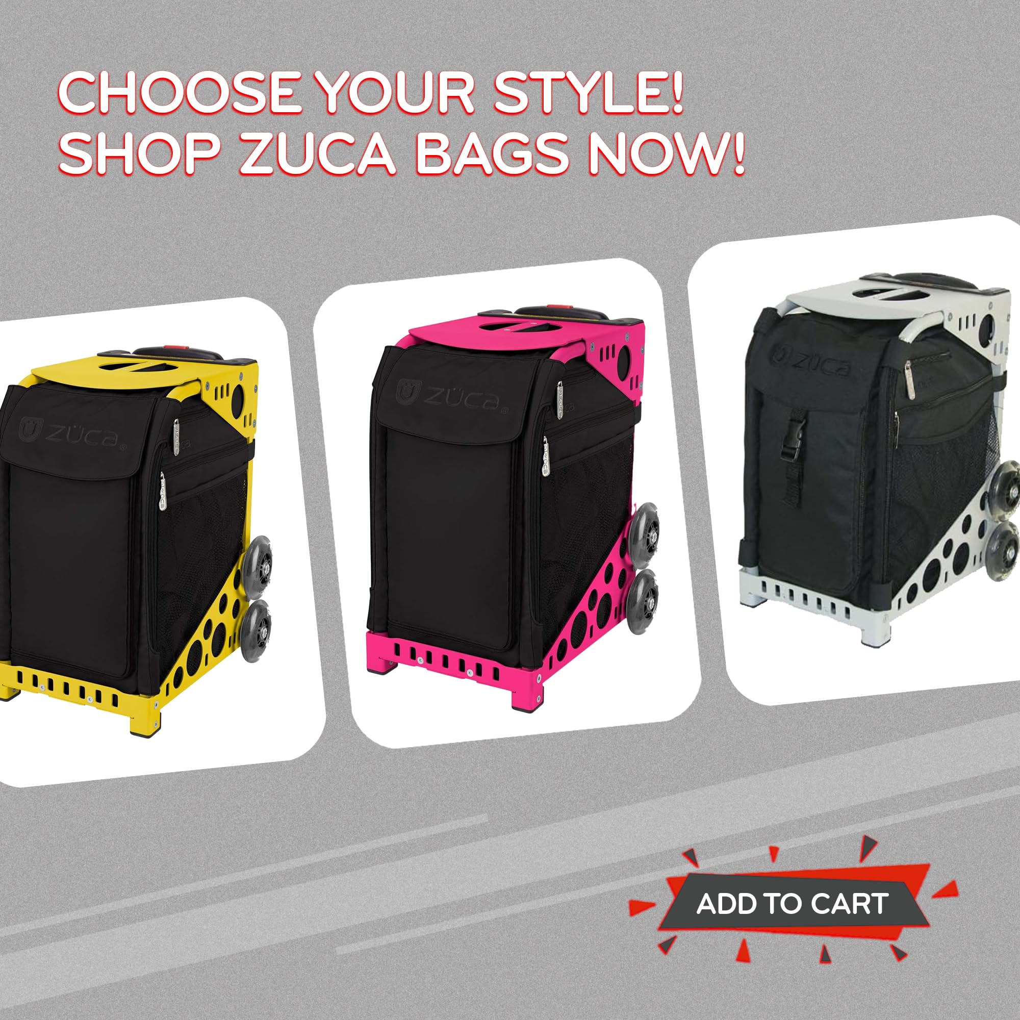 ZUCA Stealth Insert Bag with Yellow Frame & LED Flashing Wheels - Perfect for Travel, Gym, and School Backpack Organization