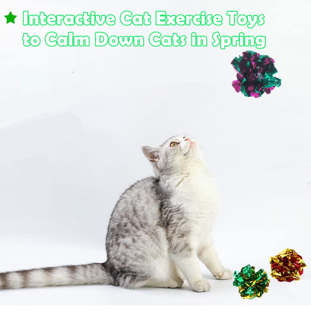 Crinkle Cat Toys 24 Pack - 2 Inch Mylar Interactive Cat Balls for Kittens & Adult Cats - Soft & Safe Exercise Toys for Indoor Play, Weight Loss & Mental Stimulation - Perfect for Playtime, Training & Bonding with Your Pet