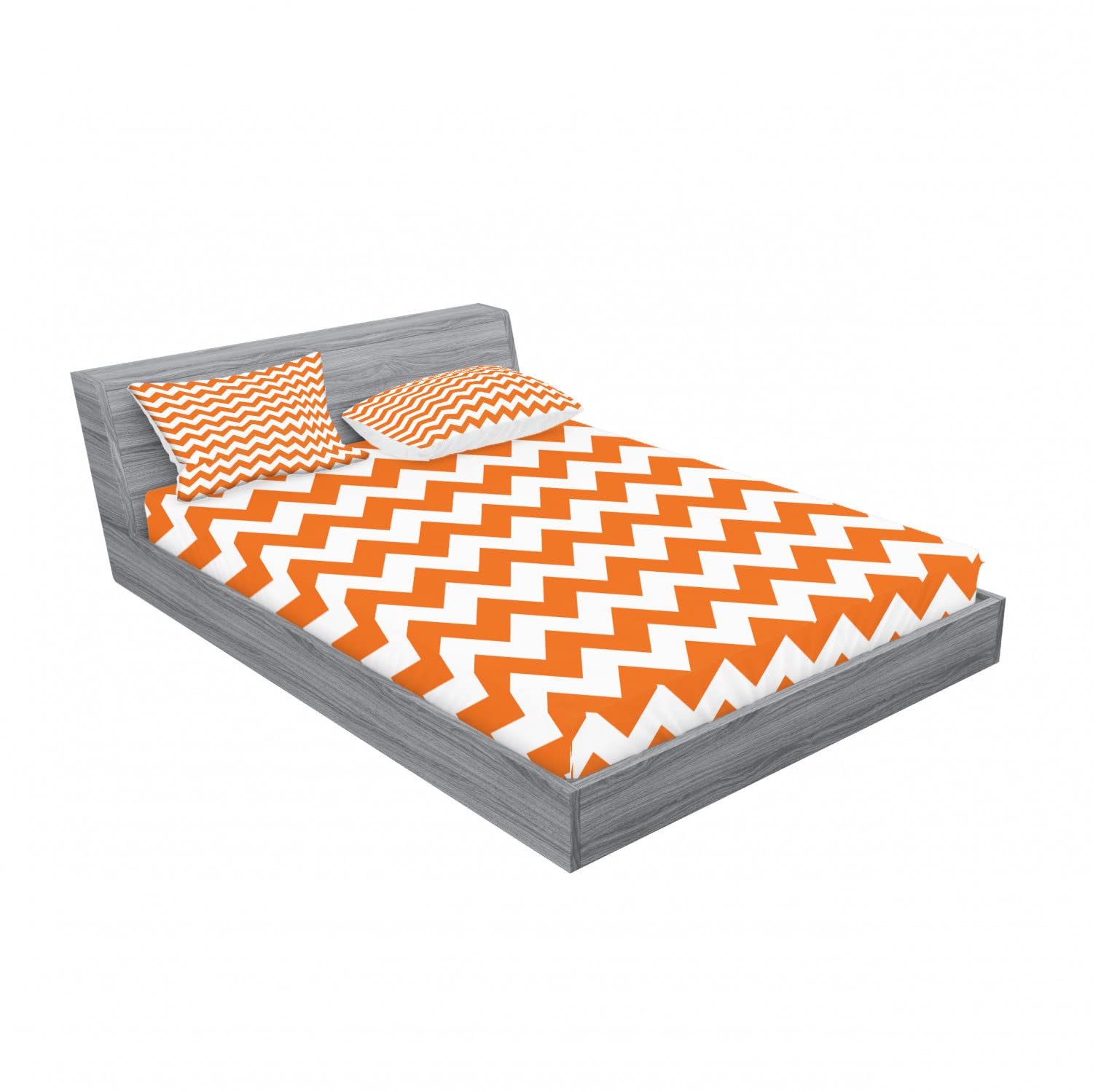 Ambesonne Autumn 2-Pack King Size Fitted Sheet Set with 4 Pillow Shams - Seasonal Holiday Bedding in Orange & White - Cozy Fall Decor for Master Bedroom, Guest Room, and Seasonal Home Styling