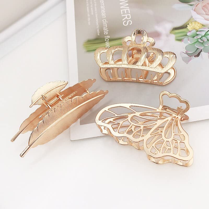 STYLEDOSE 3 Inch Metal Banana Hair Claw Clips for Women - Non-Slip Large Hair Clips for Thick Hair (Pack of 4) - Perfect for Updos, Ponytails, and Everyday Hairstyles