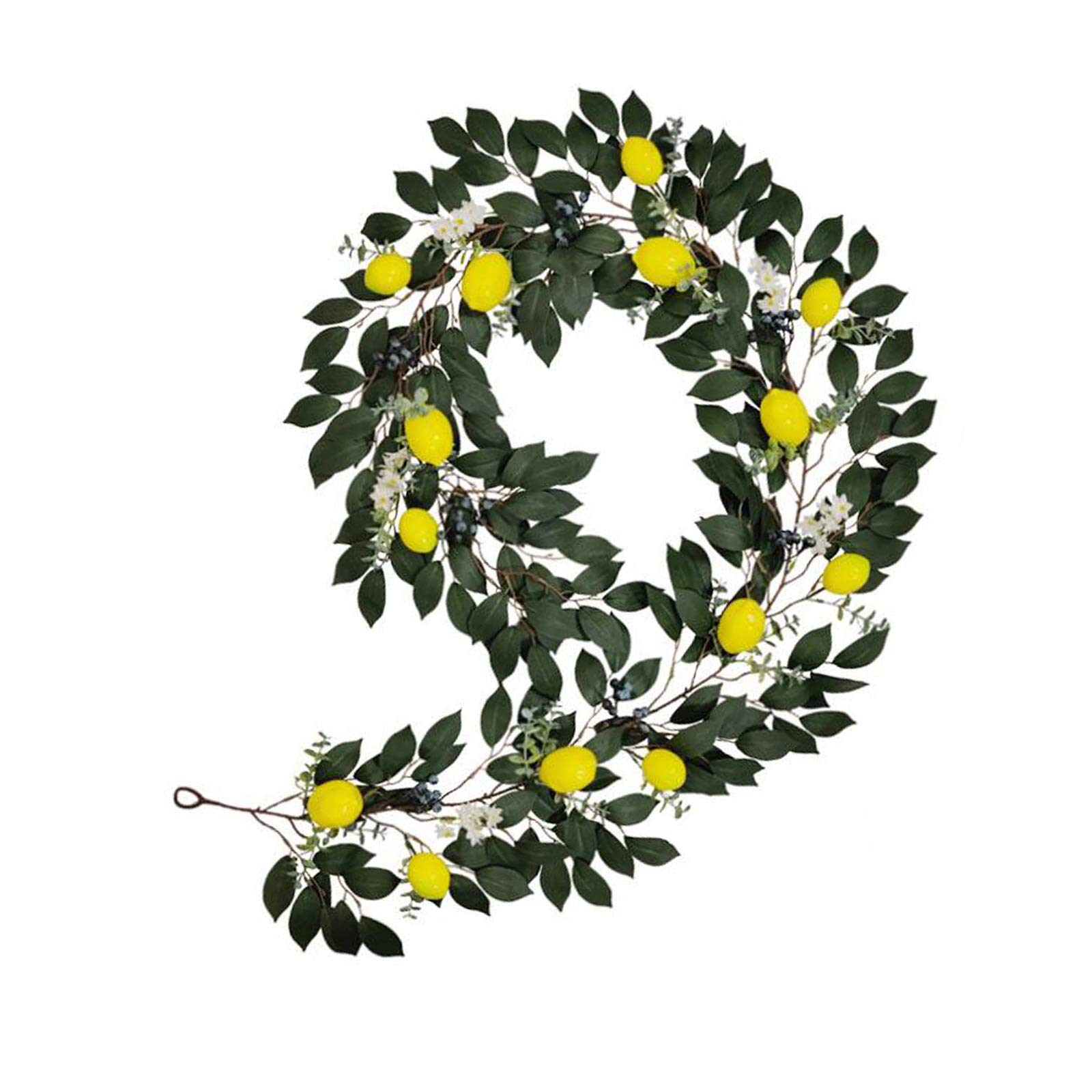 6.9Ft Artificial Lemon Garland with Green Leaves - Spring Summer Home Decor for Front Door, Wall, Wedding, Party & Outdoor Decorations