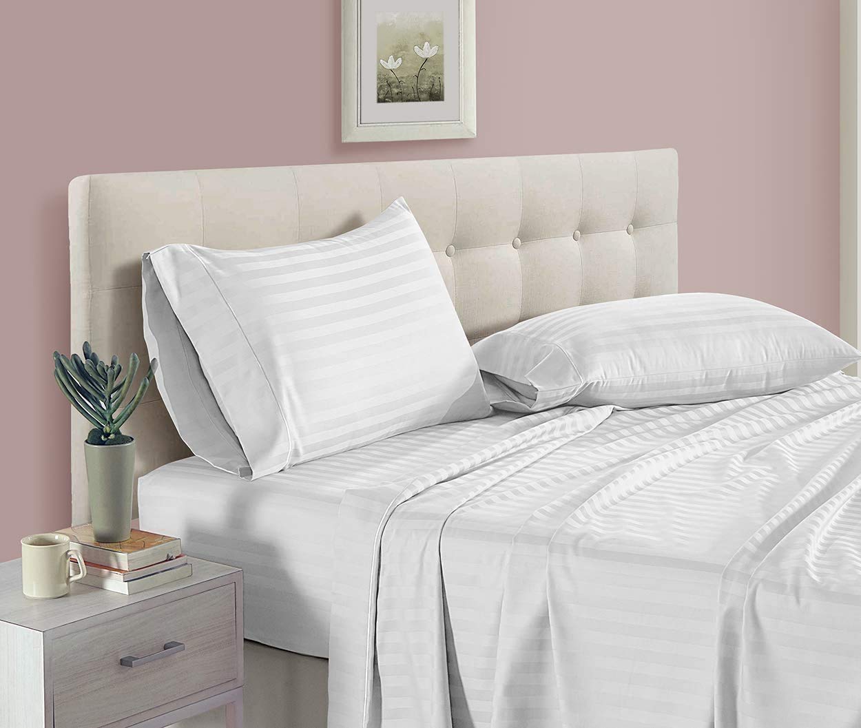 Premium 600 Thread Count 4-Piece Twin XL Sheet Set - 100% Long Staple Cotton, Deep Pocket Fits Mattress Up to 15