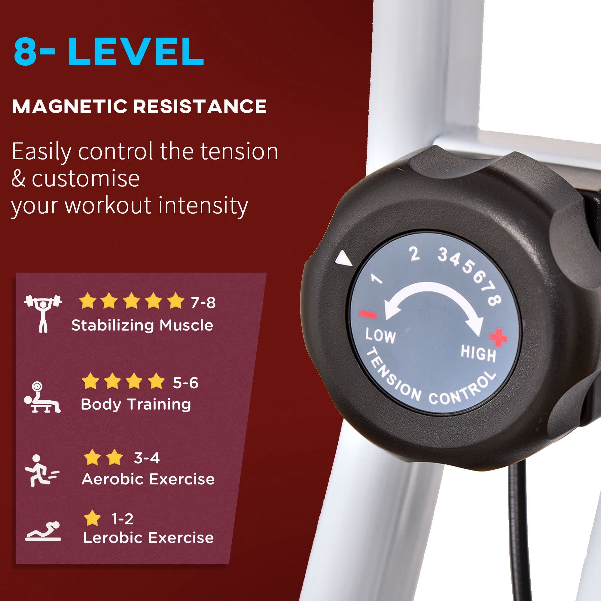Soozier Foldable Exercise Bike - 8-Level Magnetic Resistance Indoor Cycling Bike with LCD Monitor for Home Cardio Workouts | Perfect for Small Spaces & Apartment Fitness
