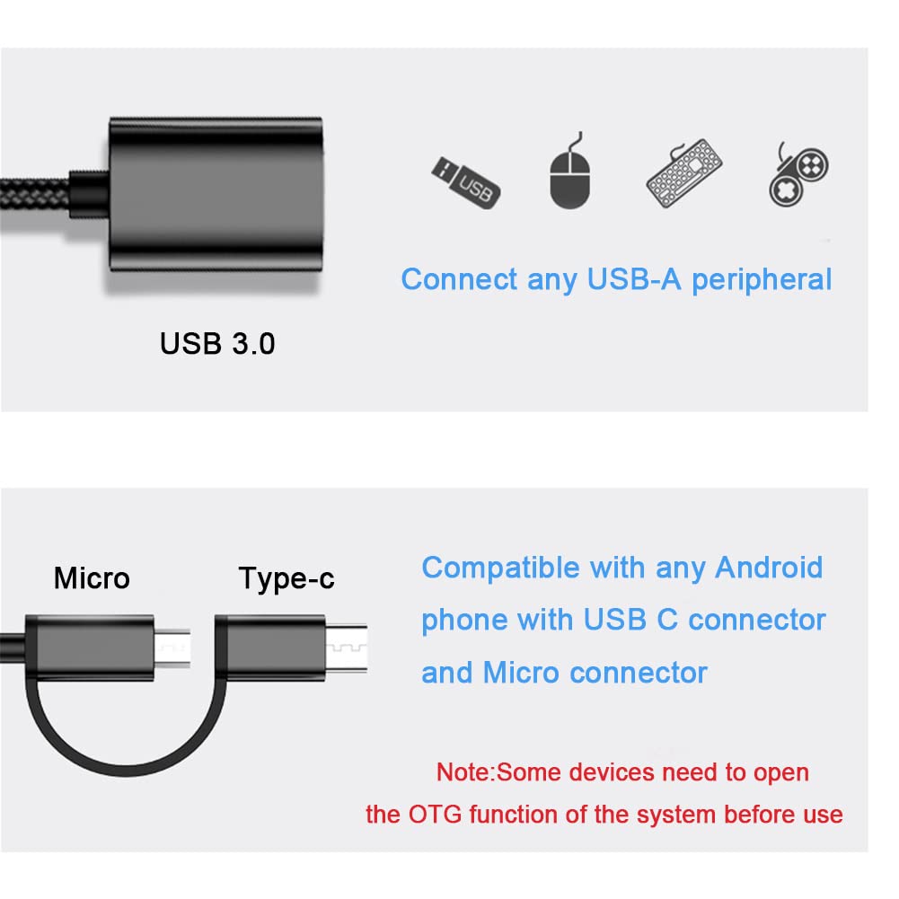 SELIACR USB C to USB 3.0 Adapter, Micro USB to USB Converter, OTG Cable Compatible with Samsung Galaxy/Android/Google/Huawei/PC/iMac - Perfect for Data Transfer & Charging Smartphones, Tablets & Laptops