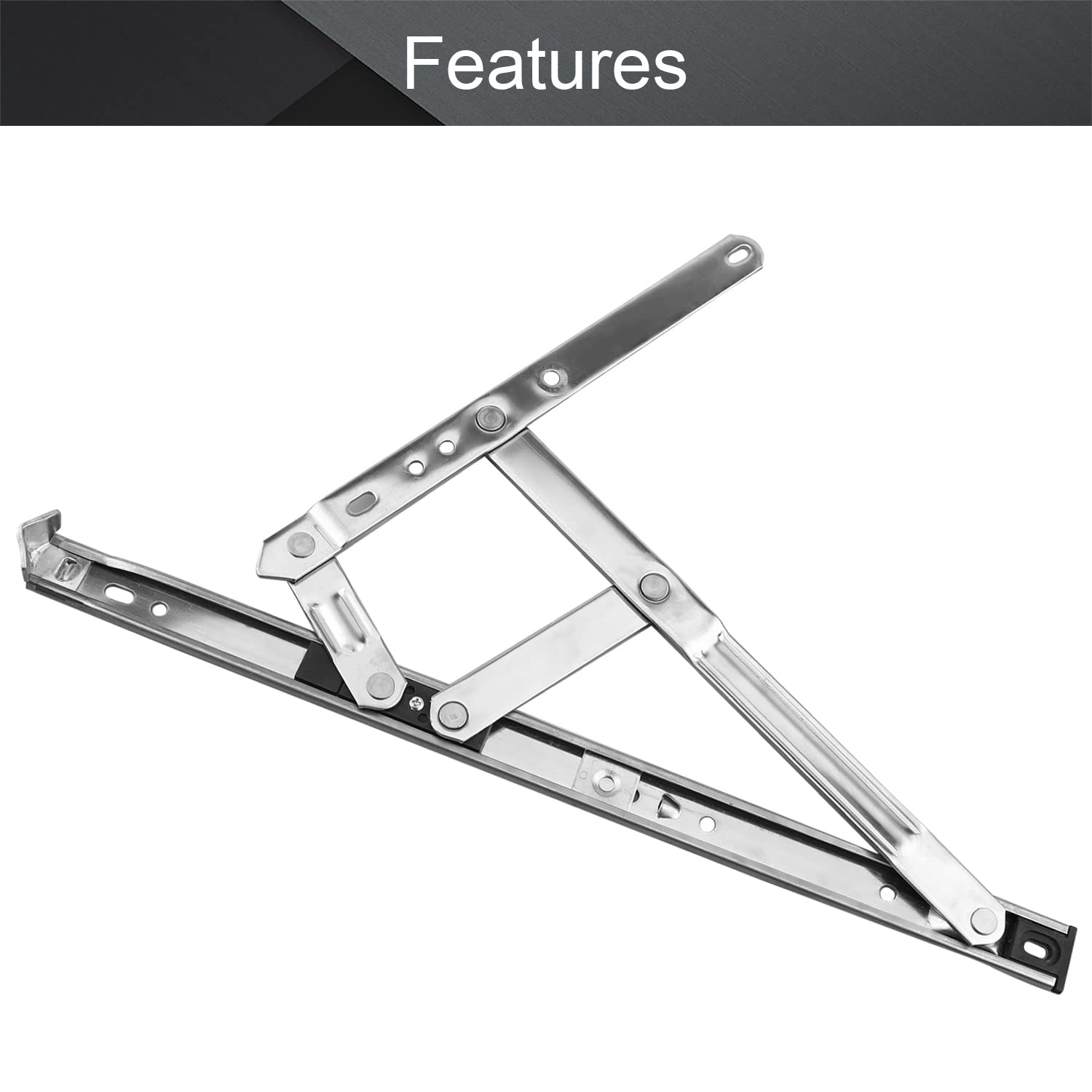 MroMax 14 Inch Casement Window Hinge - 2.5mm Thick 202 Stainless Steel Silver Hanging Hinge for Windows - Perfect for Home, Office & Commercial Use