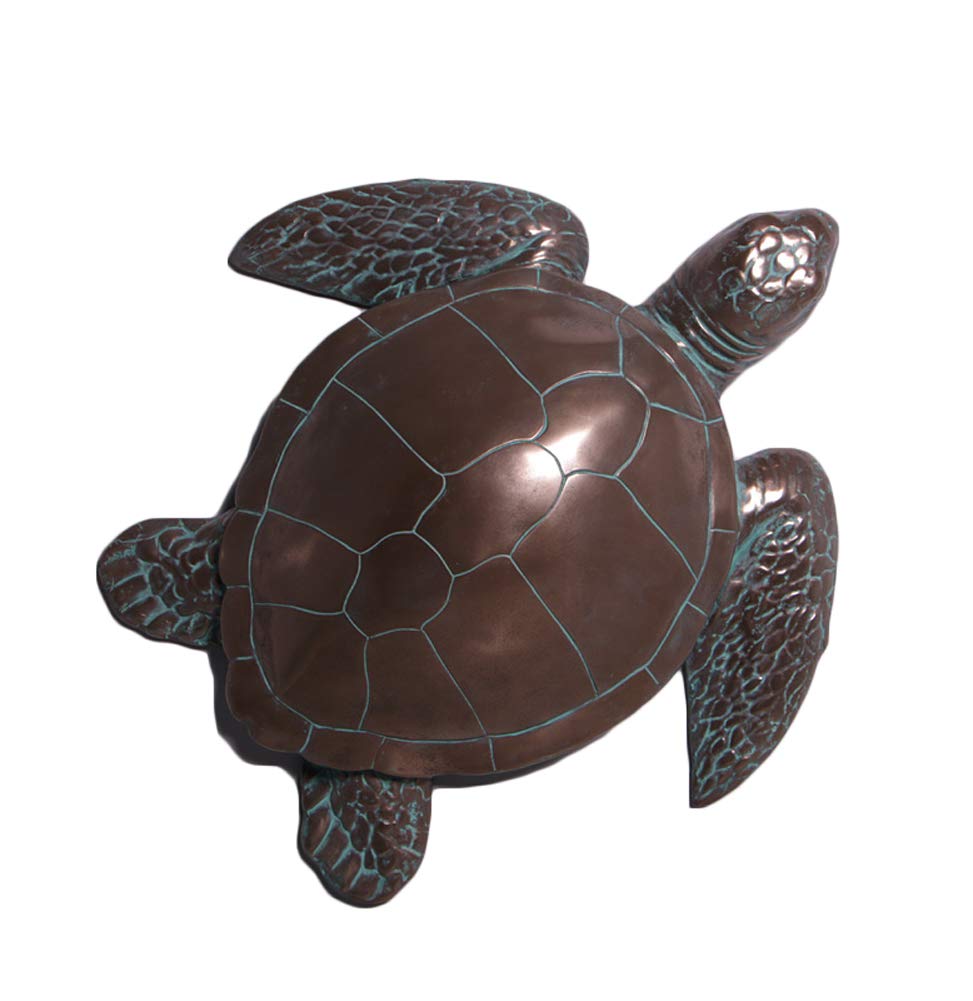 28 Inch Bronze Sea Turtle Wall Mount Sculpture - Large Handcrafted Metal Art for Beach House Decor, Coastal Living Room, or Outdoor Garden Accent