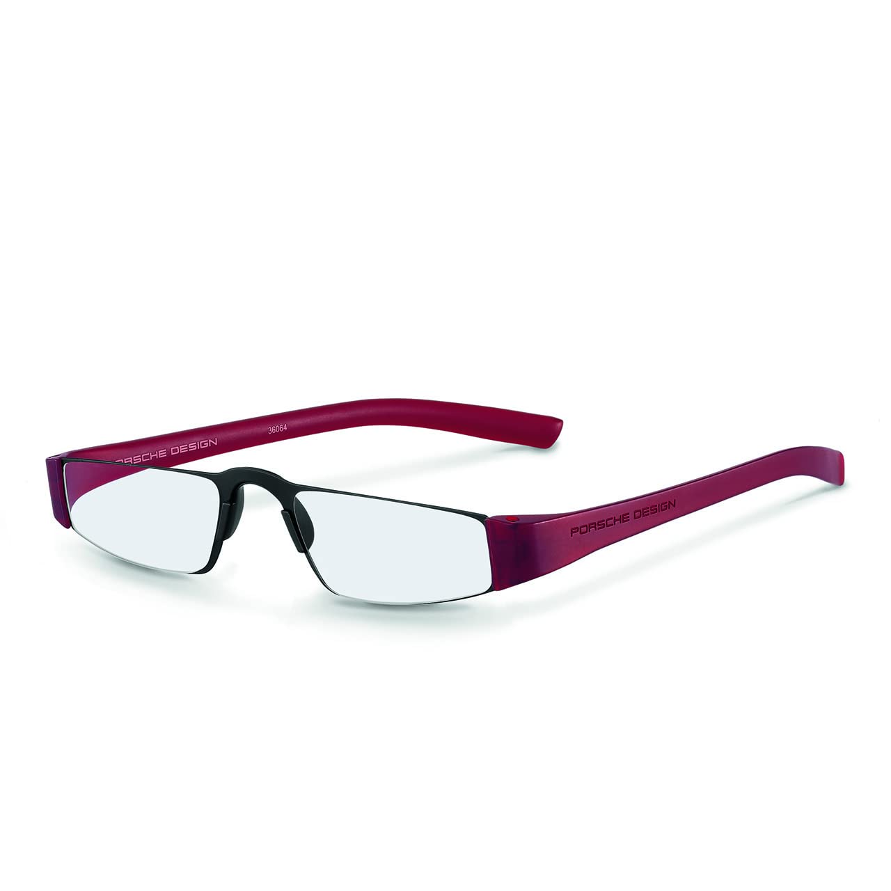 Porsche Design P8801 Iconic Reading Glasses - Black & Red Frames, 2.00 Magnification - Stylish Eyewear for Reading, Work & Everyday Use