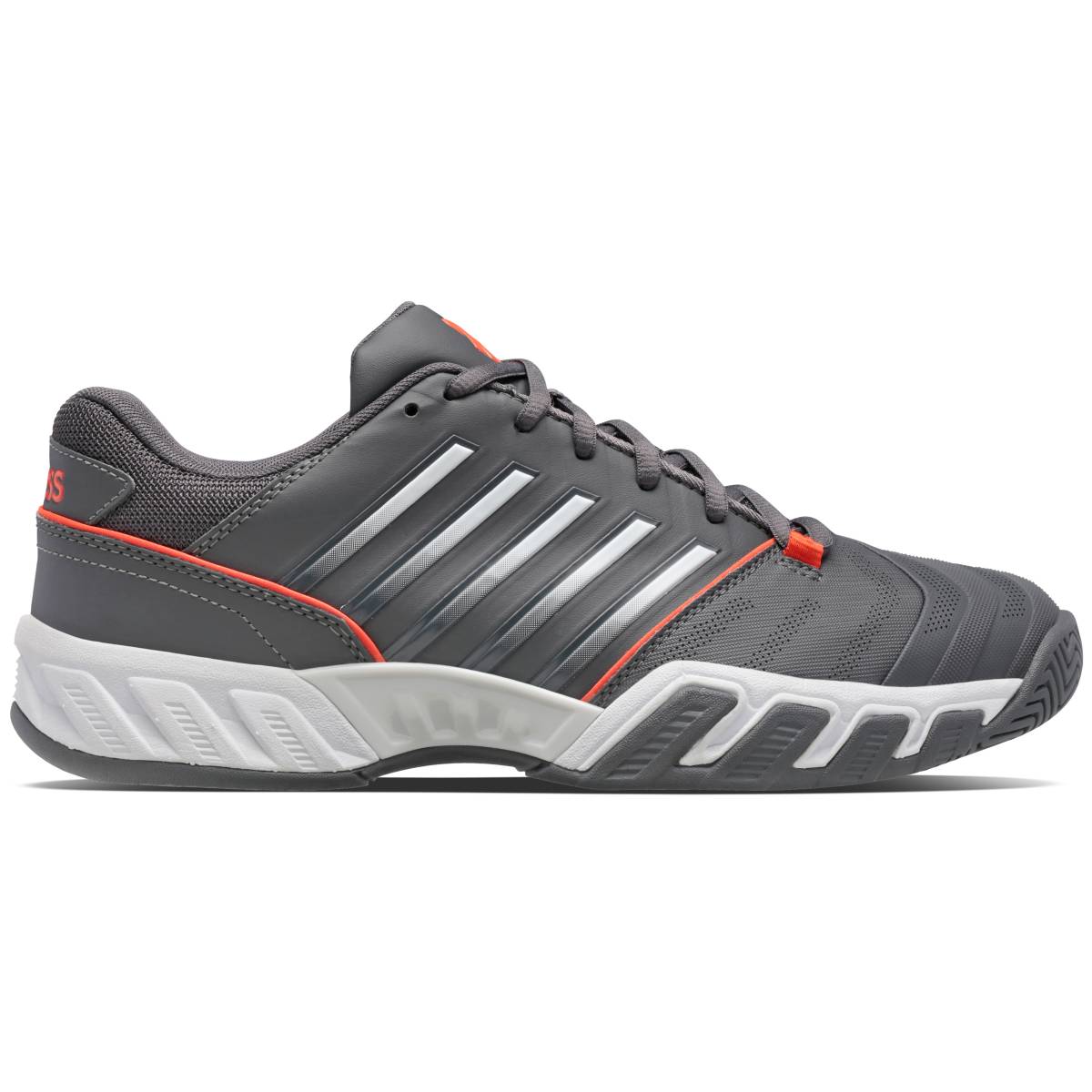 K Swiss BigShot Light 4 Men's Tennis Shoes - Breathable Athletic Sneakers for Court & Casual Wear (Asphalt/White/Orange) | Perfect for Tennis Matches, Gym Workouts & Everyday Comfort