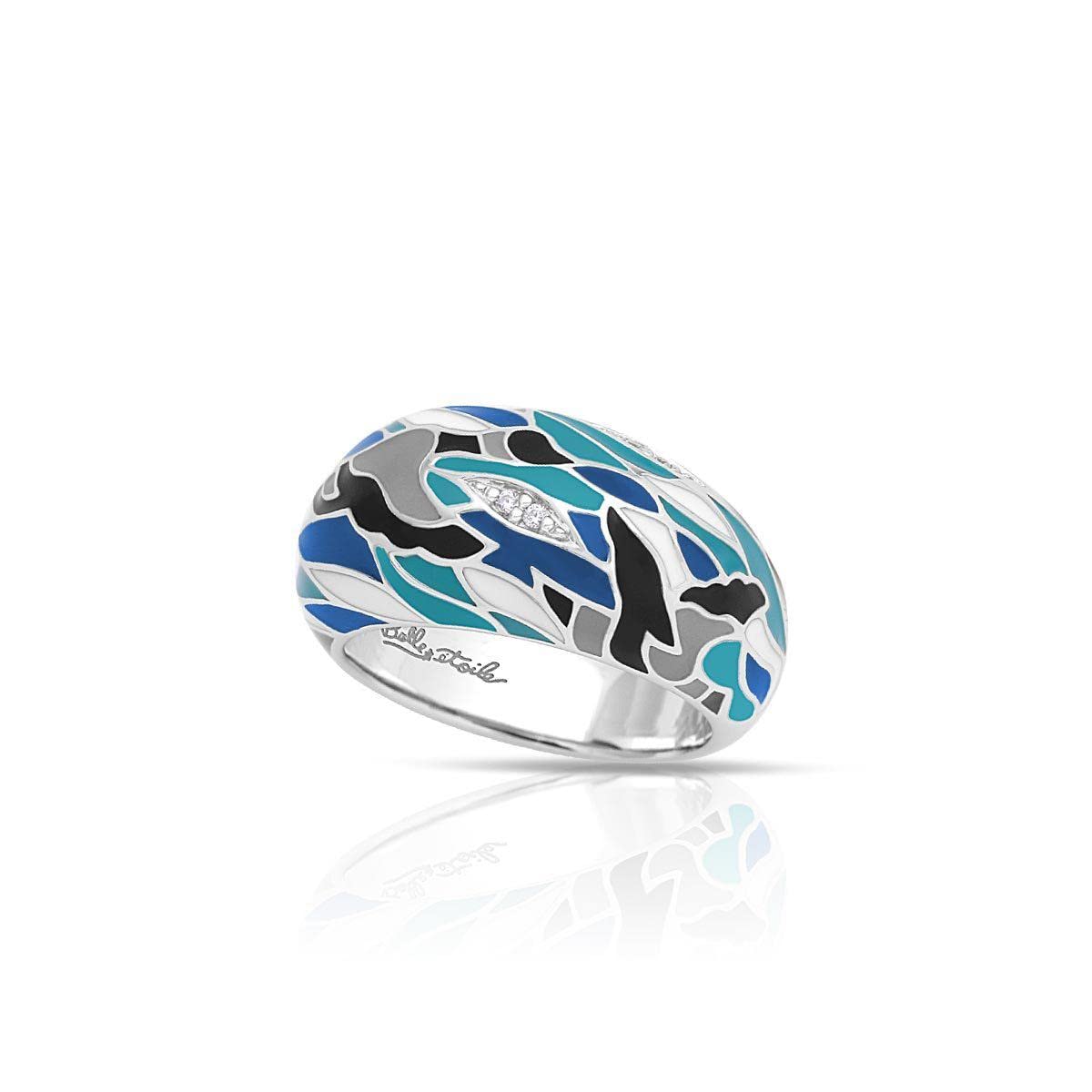 Blue & Grey Migration Ring - Size 5 | Adjustable Statement Jewelry for Women | Perfect for Weddings, Parties & Everyday Wear