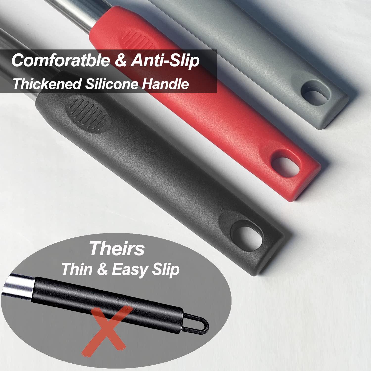2-Pack Silicone Spatula Set - Solid & Slotted Stainless Steel Handle Non-Stick Turner - Heat Resistant Rubber Spatulas for Cooking, Baking, Flipping Fish, Eggs & Pancakes - Perfect for Woks, Frying Pans & Kitchen Utensils