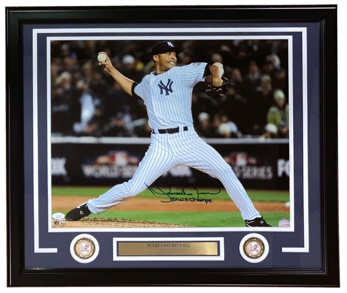 Authentic Mariano Rivera Signed Framed 16x20 Photo - New York Yankees Legend - 5x World Series Champion - JSA Certified - Perfect for Yankees Fans, Sports Memorabilia Collectors & Man Cave Decor