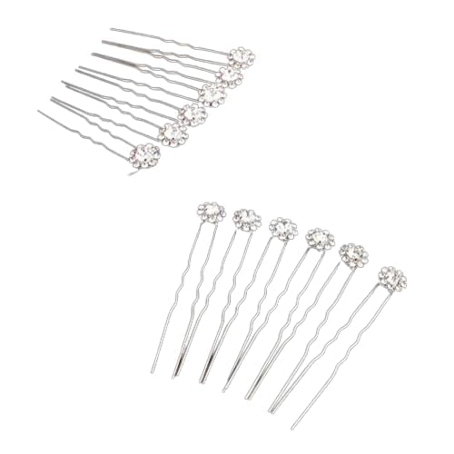 SHIDARA 12-Piece White Rhinestone Wedding Hair Pins Set - U-Shaped Bridal Hair Clips for Women, Perfect for Weddings, Proms & Special Occasions