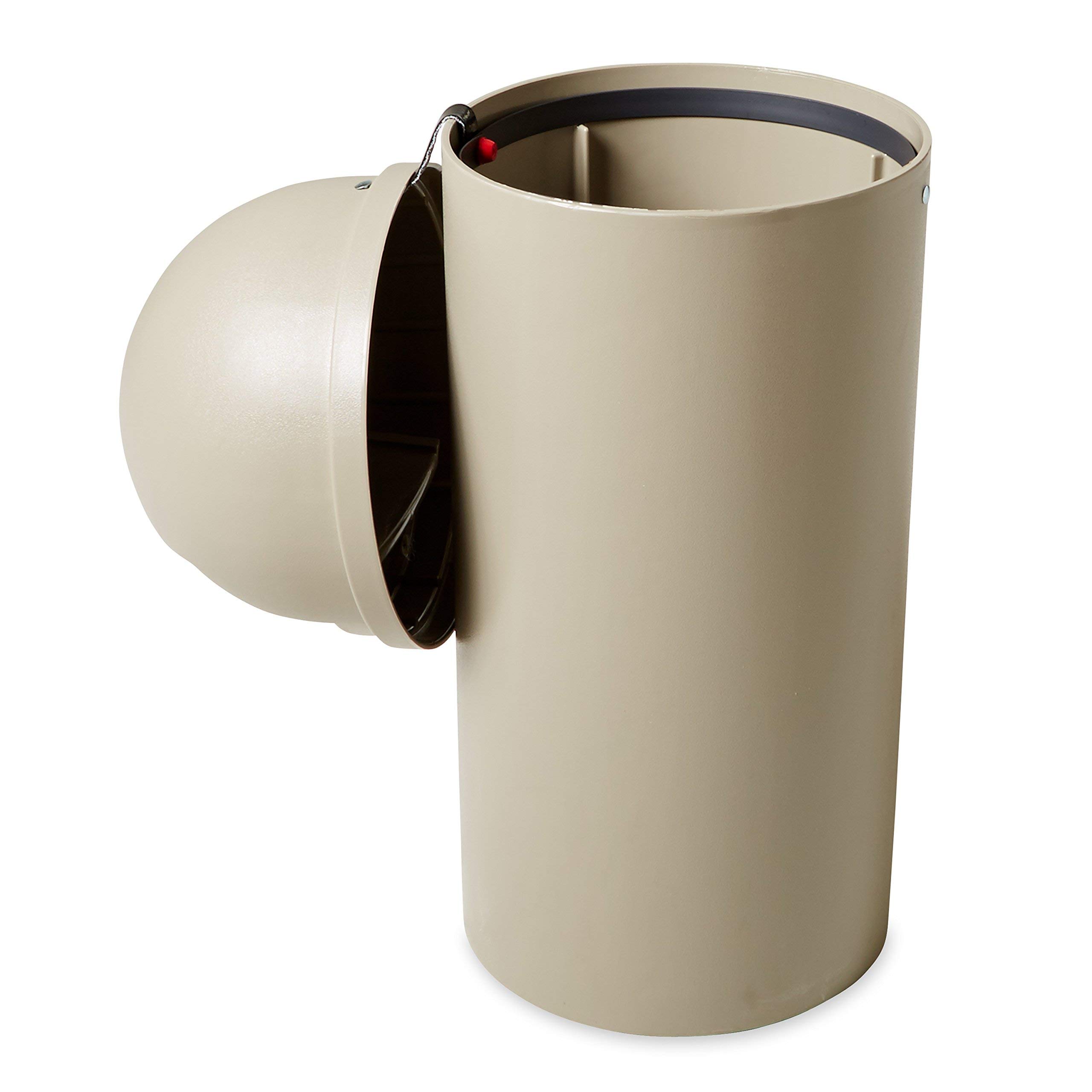 Rubbermaid Commercial 15-Gallon Round Trash Can with Lid - Beige Indoor/Outdoor Garbage Bin for Office, Lobby, Restaurant, School & Restroom | Durable Waste Container for High-Traffic Areas