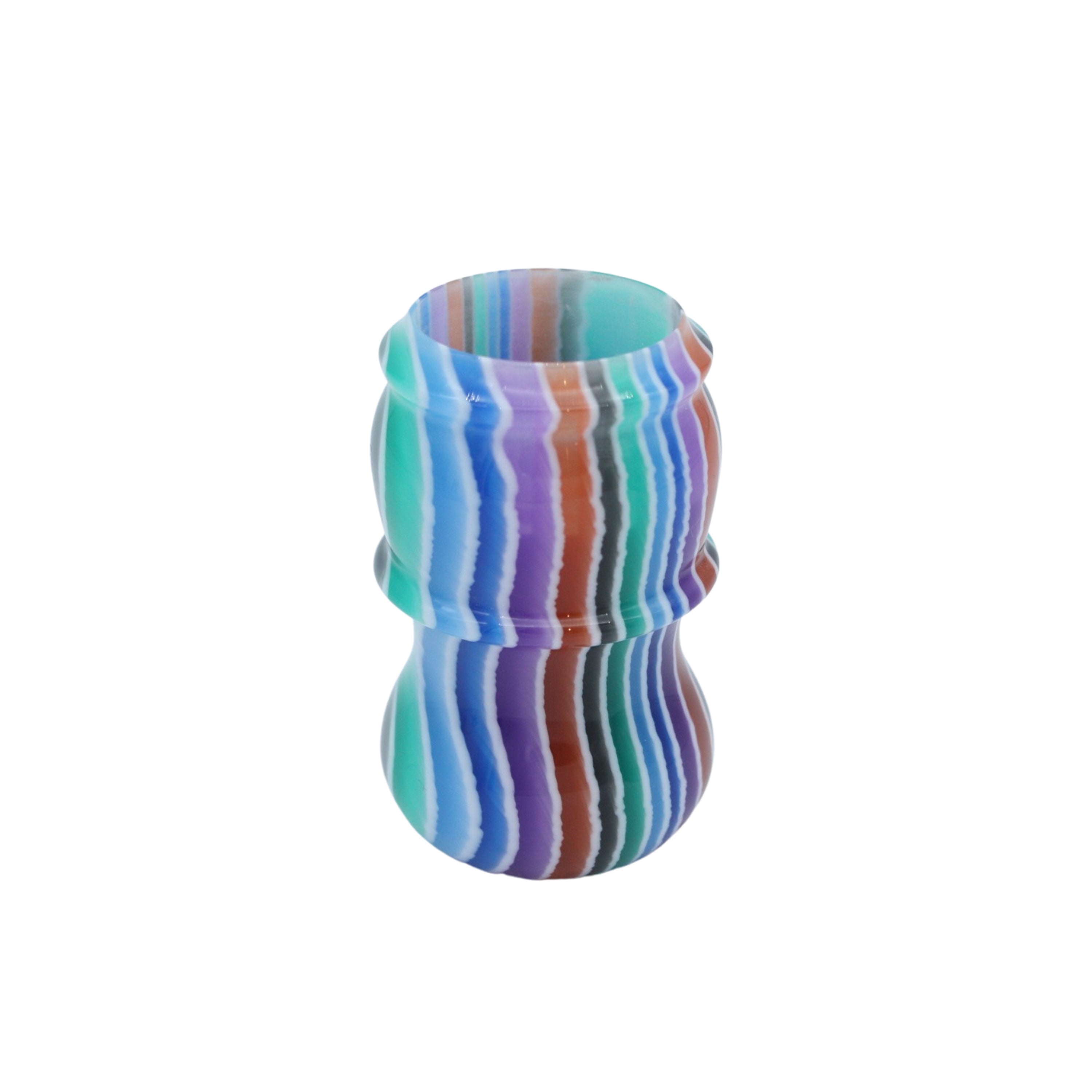 Premium Blue Striped Handmade Shaving Brush Handle - Fits 24mm & 26mm Knots - Perfect for Wet Shaving, Grooming Kits & Men's Skincare Routine