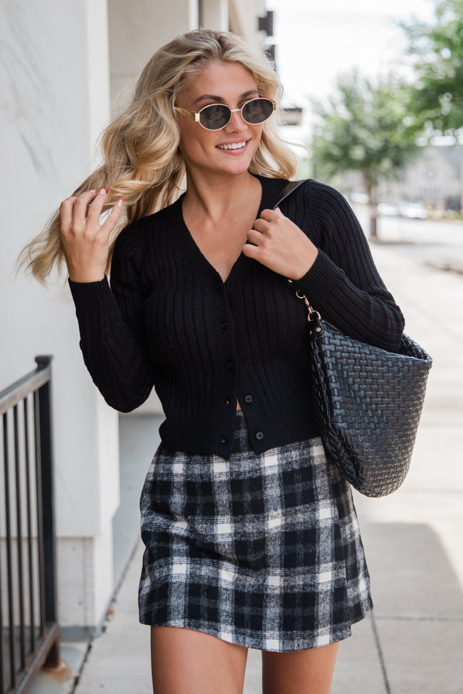 Black Ribbed Cardigan for Women - Cozy Knit Sweater for Fall & Winter | Perfect for Layering, Office Wear & Casual Outfits