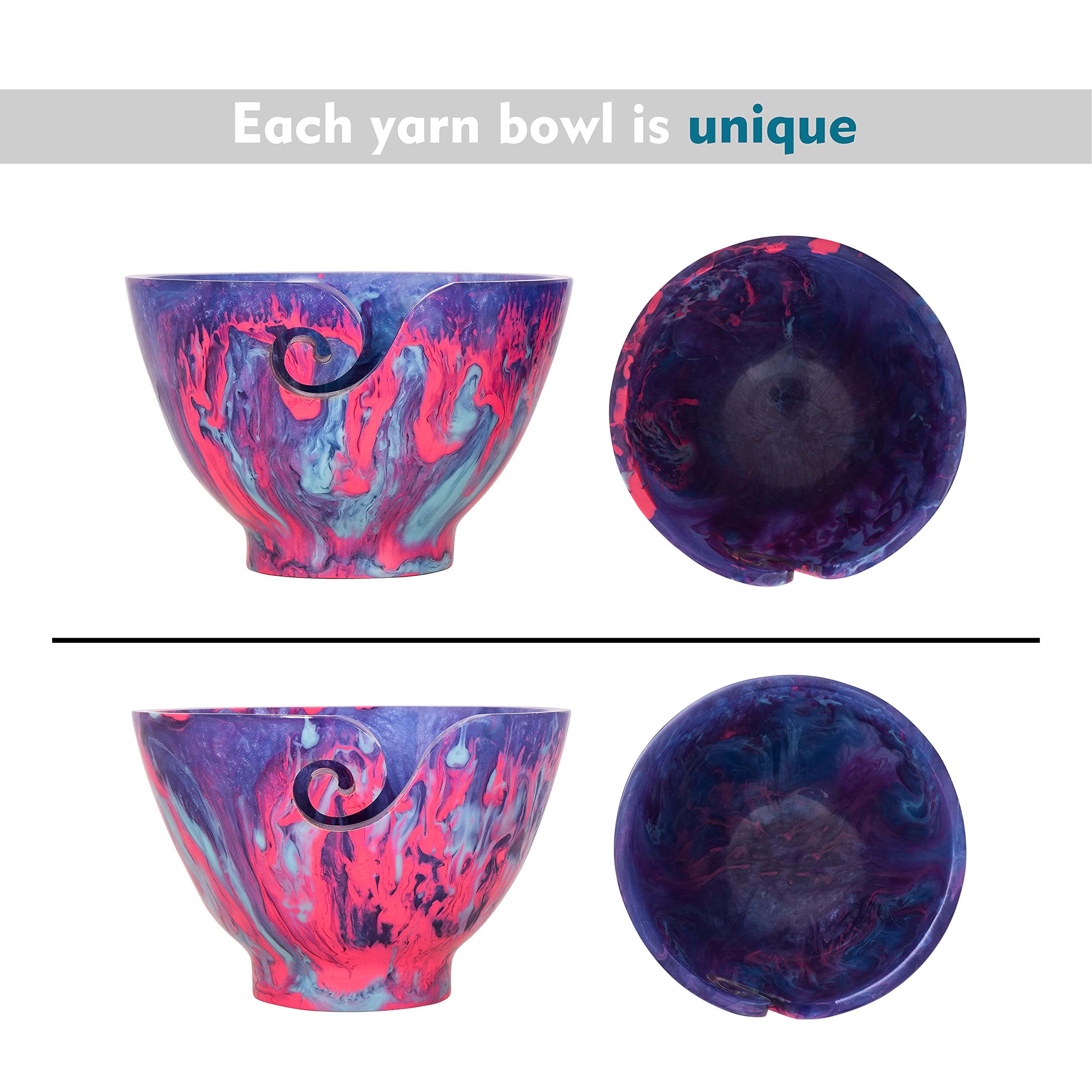 Handmade Resin Yarn Bowl for Knitting & Crochet - Purple Craft Organizer with Lid - Perfect for Yarn Storage, Needlework Projects & DIY Craft Supplies - Great Gift for Knitters & Crocheters