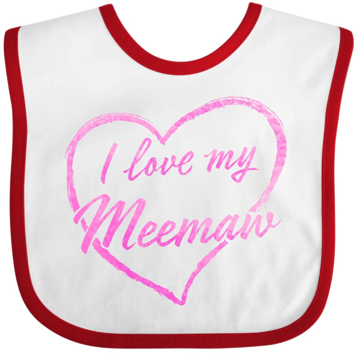 Inktastic I Love My Meemaw Pink Chalk Heart Baby Bib - Soft Cotton Drool Bib for Infants & Toddlers - Perfect Gift for Grandparents Day, Baby Showers & Family Gatherings