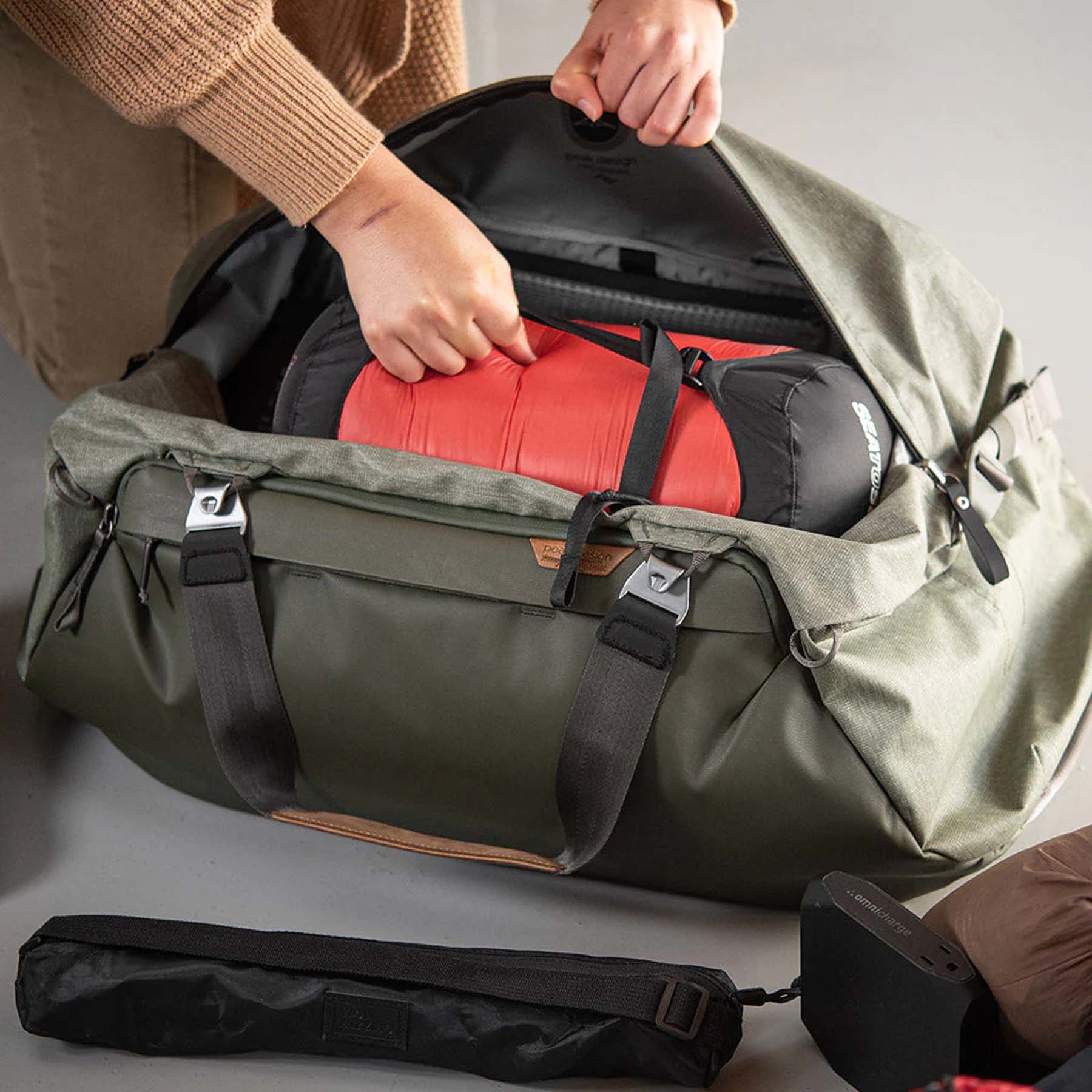 Peak Design 65L Travel Duffel Bag - Waterproof Carry-On Duffel for Air Travel, Camping & Outdoor Adventures | Durable & Lightweight Gear for Men & Women