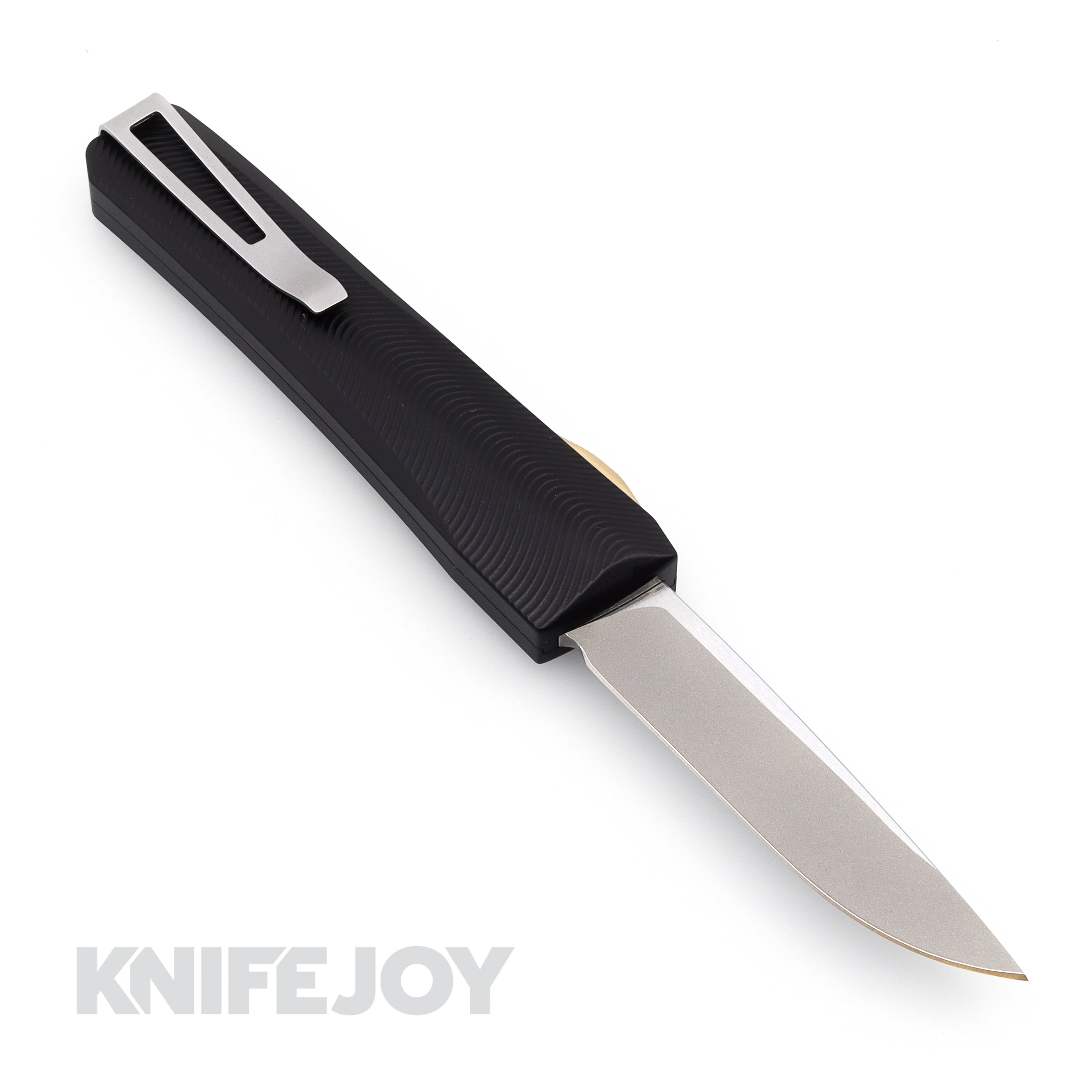 Core Edge 0331 Pulsar Black OTF Knife - Aluminum Chassis with S35VN Single Edge Blade, Blasted/Satin Finish & Bronze Hardware - EDC, Tactical, Outdoor Survival, Camping, Hunting Gear