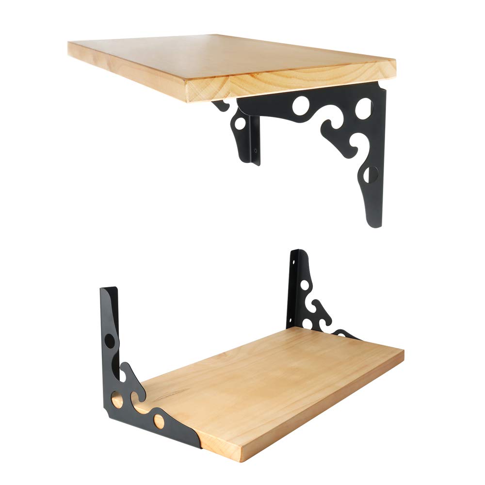 Heavy Duty 6-Inch Stainless Steel Shelf Bracket - Matte Black Corner Brace for Floating Shelves, Wall Mounted Shelf Support (1 Pair) - Perfect for Kitchen, Bathroom, Garage & Home Organization