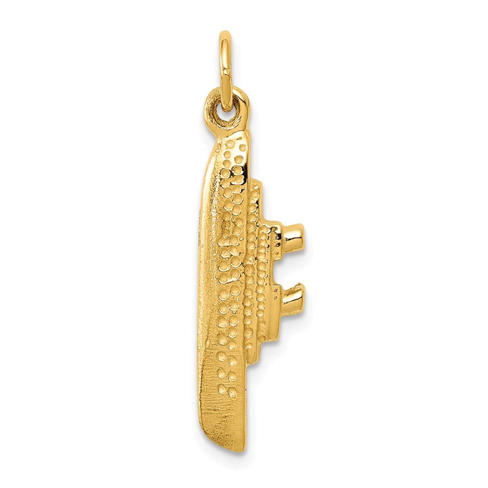 14K Solid Yellow Gold Cruise Ship Charm - 3D Polished Pendant for Necklace, Bracelet & Jewelry Making - Perfect for Travel Lovers & Nautical Theme Gifts
