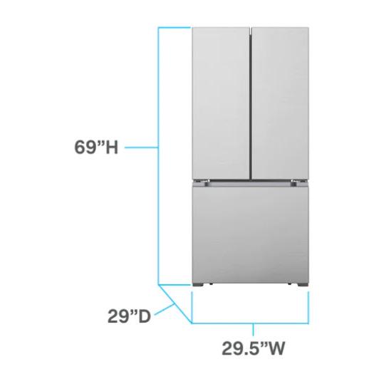 Avanti 29.5 Inch Freestanding French Door Refrigerator - 17.5 Cu. Ft. Capacity, 3 Door Design, Stainless Steel Finish (FFFDS175L3S) - Perfect for Modern Kitchens, Open Floor Plans & Entertaining Spaces