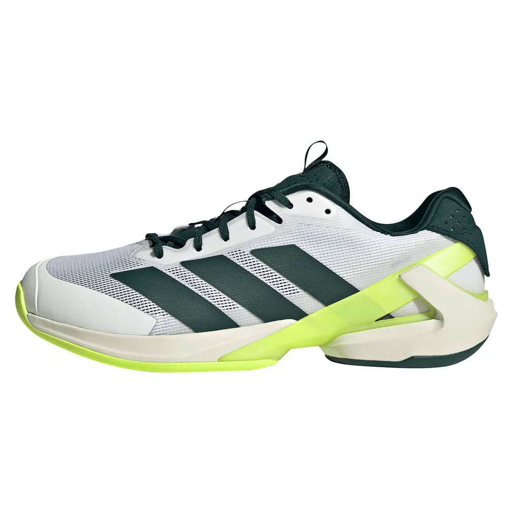 Men's Adizero Ubersonic 5 Clay Tennis Shoes - White & Aurora Ivy | Lightweight Performance Footwear for Clay Courts | Perfect for Competitive Play & Training