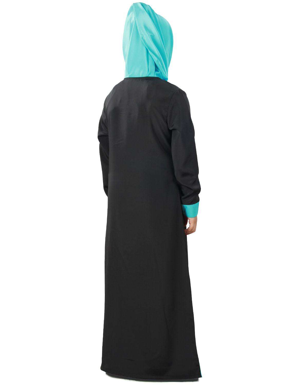 Asifa Black Crepe Kids Abaya Dress - Islamic Modest Prayer Dress for Girls - Perfect for Eid, Mosque & Special Occasions