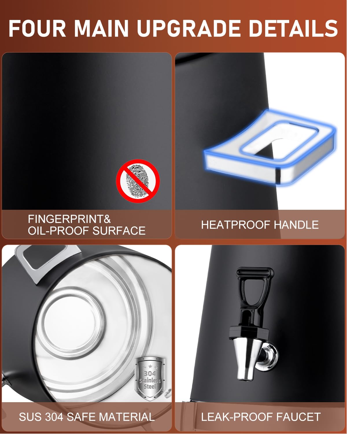 **13L Stainless Steel Coffee Urn with Fuel Holder & Spigot - 3.5 Gallon Hot Beverage Dispenser for Coffee, Tea, Hot Water - Perfect for Parties, Catering & Events (Painted Black, Includes Stand)**