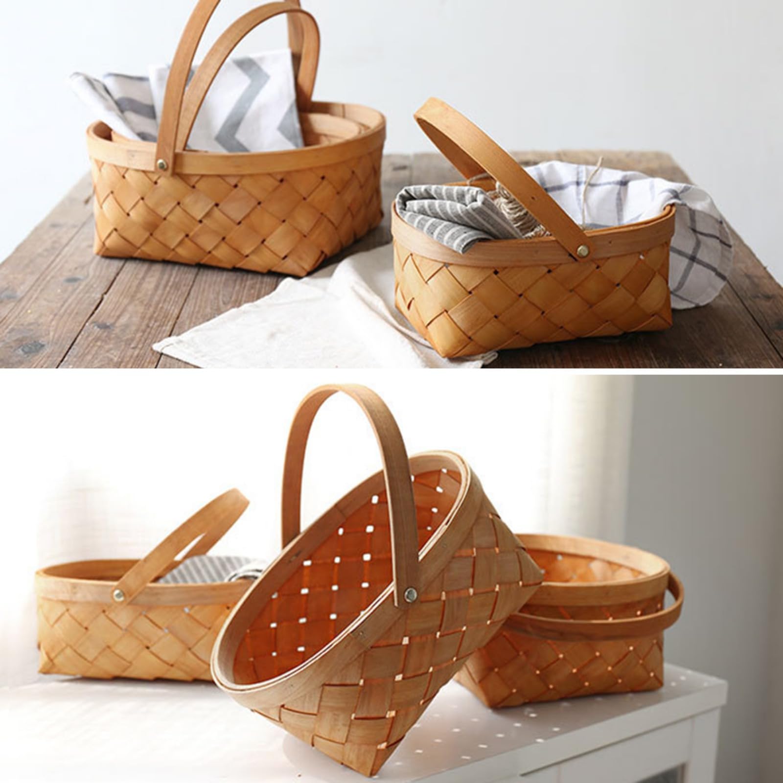 Ochine Wicker Basket with Handle - Multipurpose Picnic, Fruit & Wedding Basket
