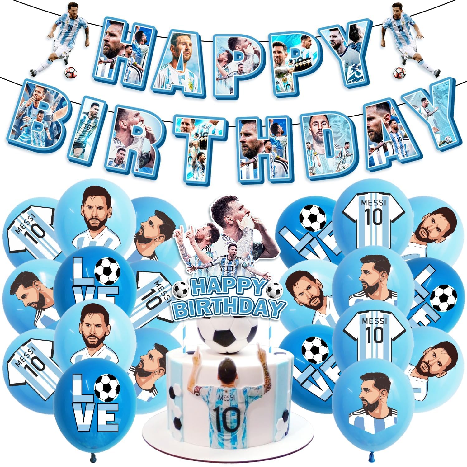 Soccer Birthday Party Decorations Kit - Includes Banner, Balloons, Cake Toppers & Party Favors for Kids & Adults | Perfect for Football Themed Birthday Celebrations, Baby Showers & Team Parties