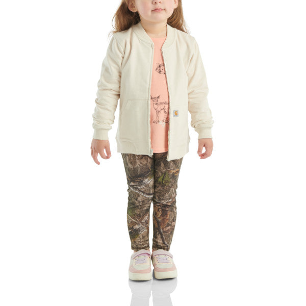 Toddler Girls French Terry Bomber Jacket Set with T-Shirt & Leggings - Mossy Oak Country DNA - Cute Outfit for Playdates, Preschool & Outdoor Adventures
