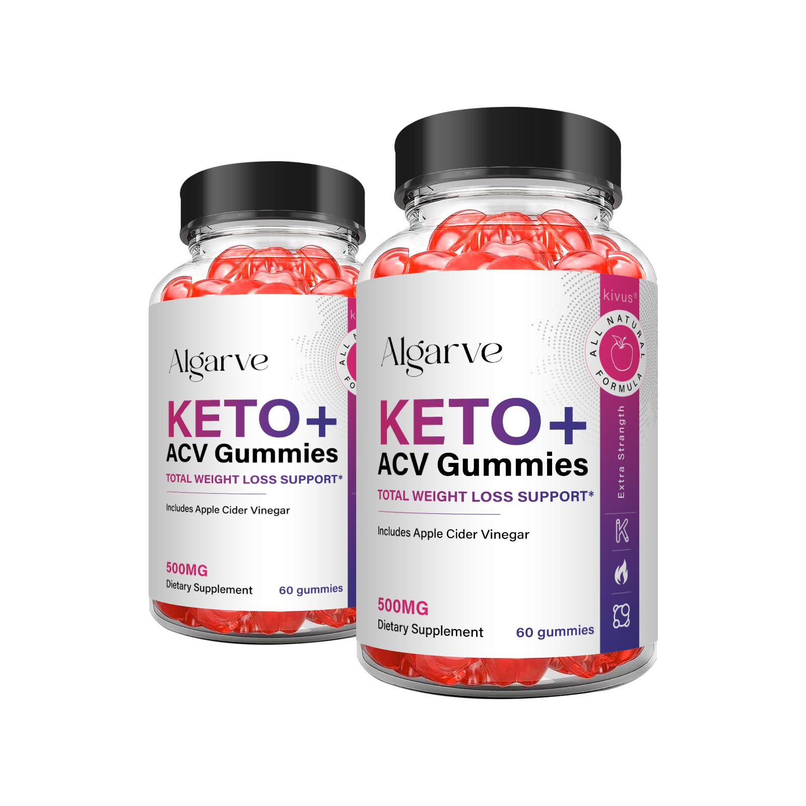 Algarve Keto ACV Gummies for Weight Loss - Apple Cider Vinegar Keto Supplement (2 Pack, 120 Gummies) - Supports Ketosis & Energy Boost for Low Carb Diet | Perfect for On-The-Go Healthy Snacking & Fitness Lifestyle