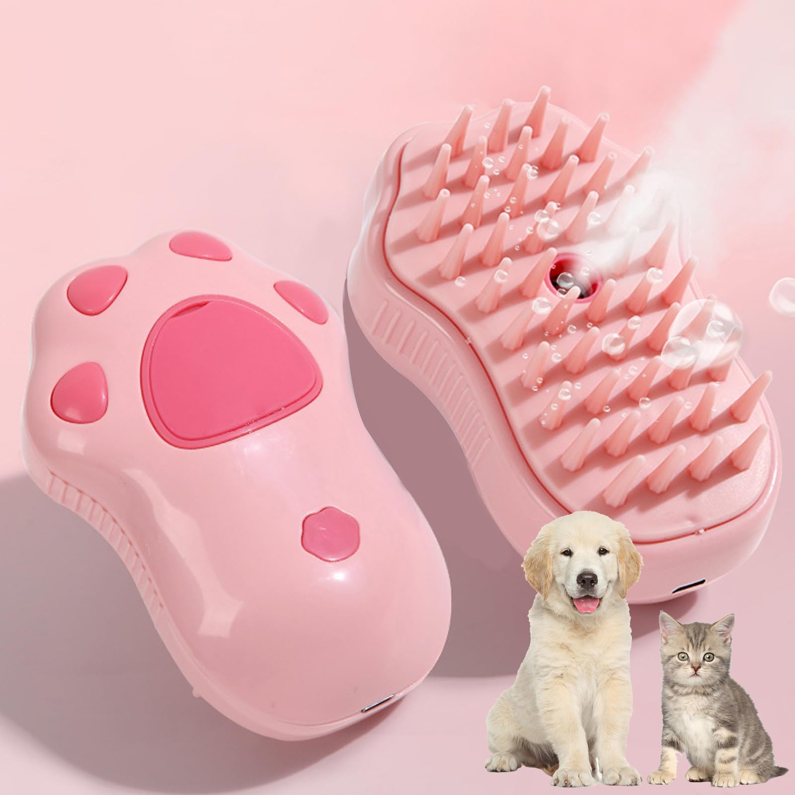 Rechargeable Cat Grooming Brush - 3-in-1 Deshedding & Massage Tool for Pets at Home