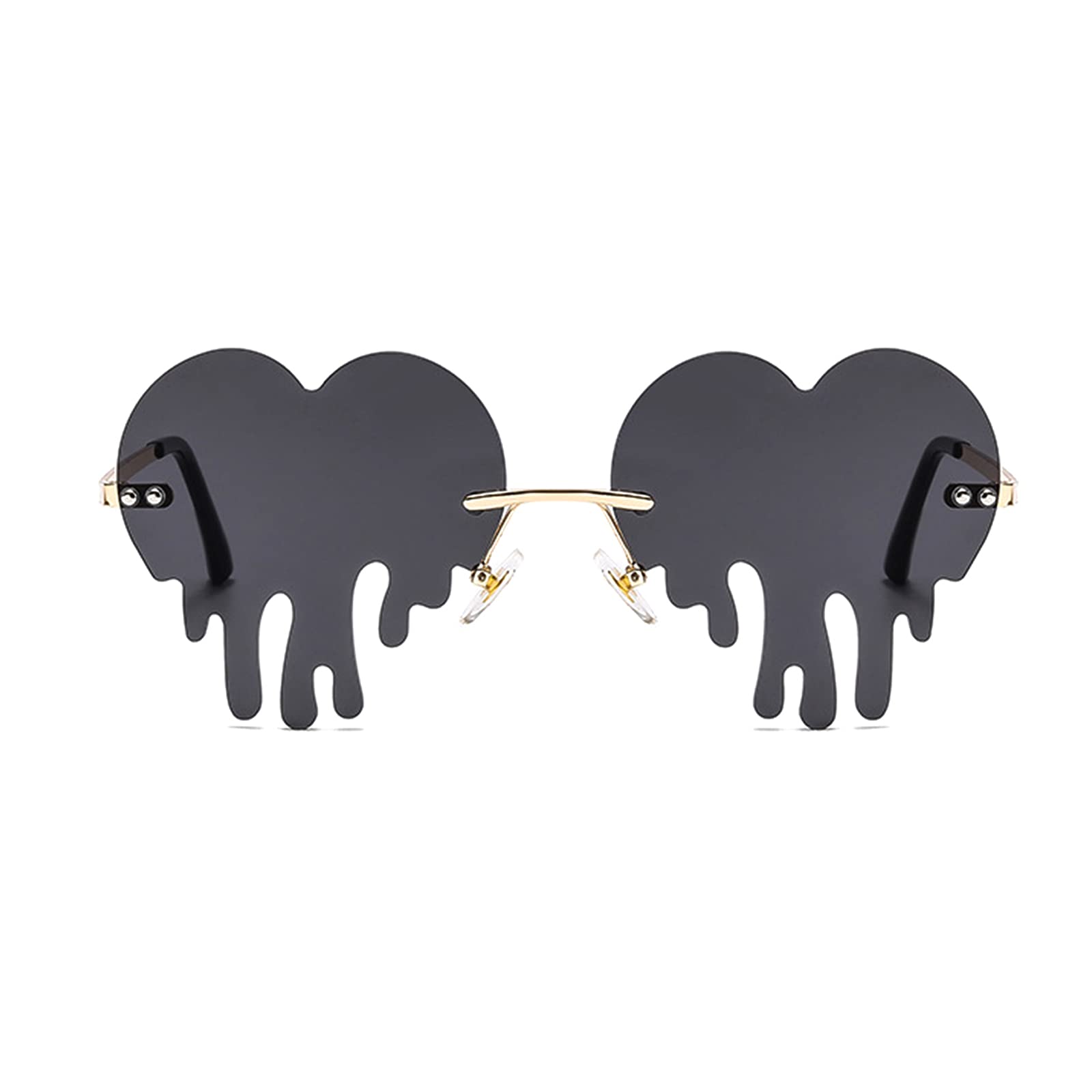 ZUZU Babe Heart & Tears Shaped Rimless Sunglasses for Women - Trendy Fashion Sunglasses with Case - Perfect for Beach, Party & Summer Outfits