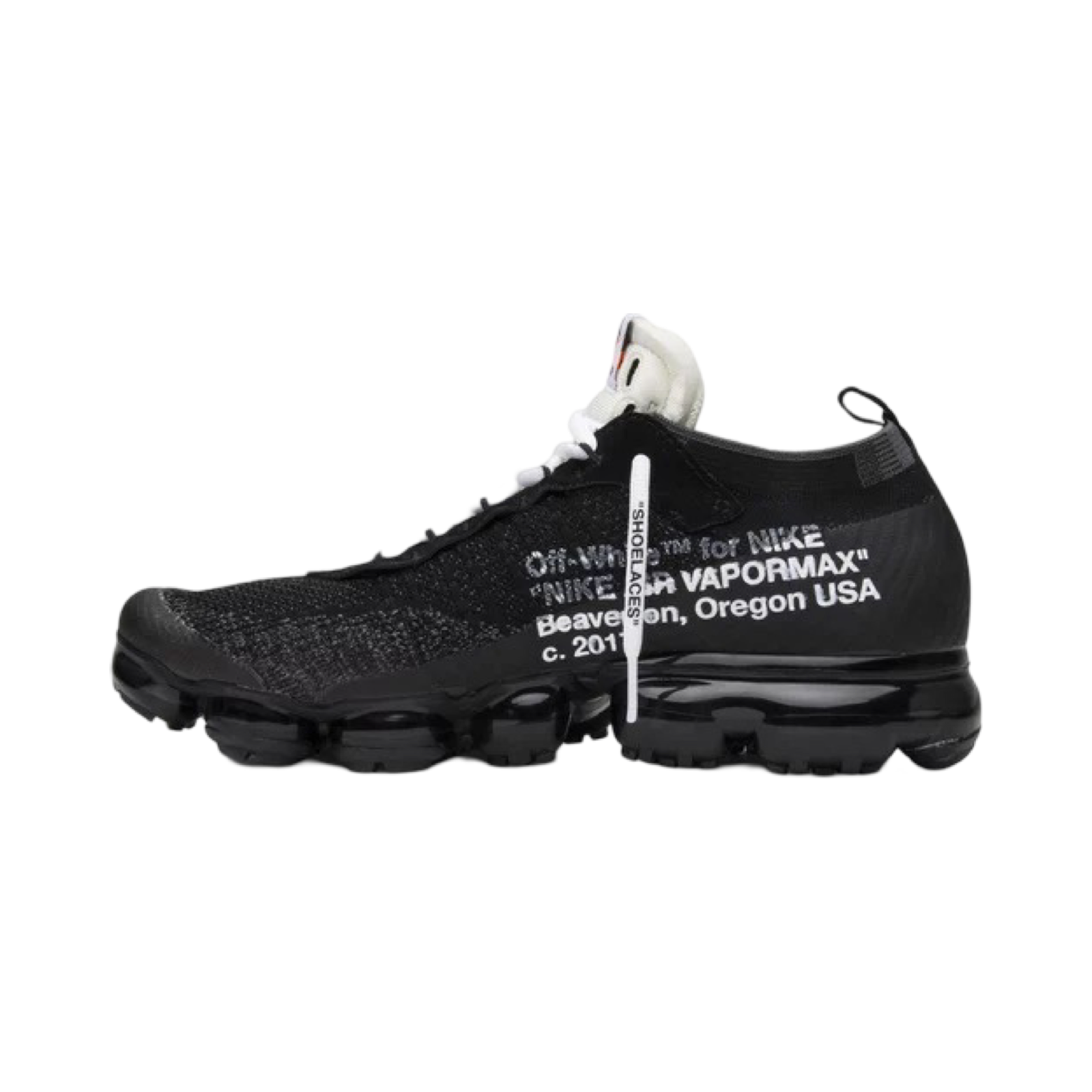 Off White x Nike Air Max VaporMax FK Flyknit Sneakers - Black & White Clear Sole - Running, Gym & Streetwear Fashion