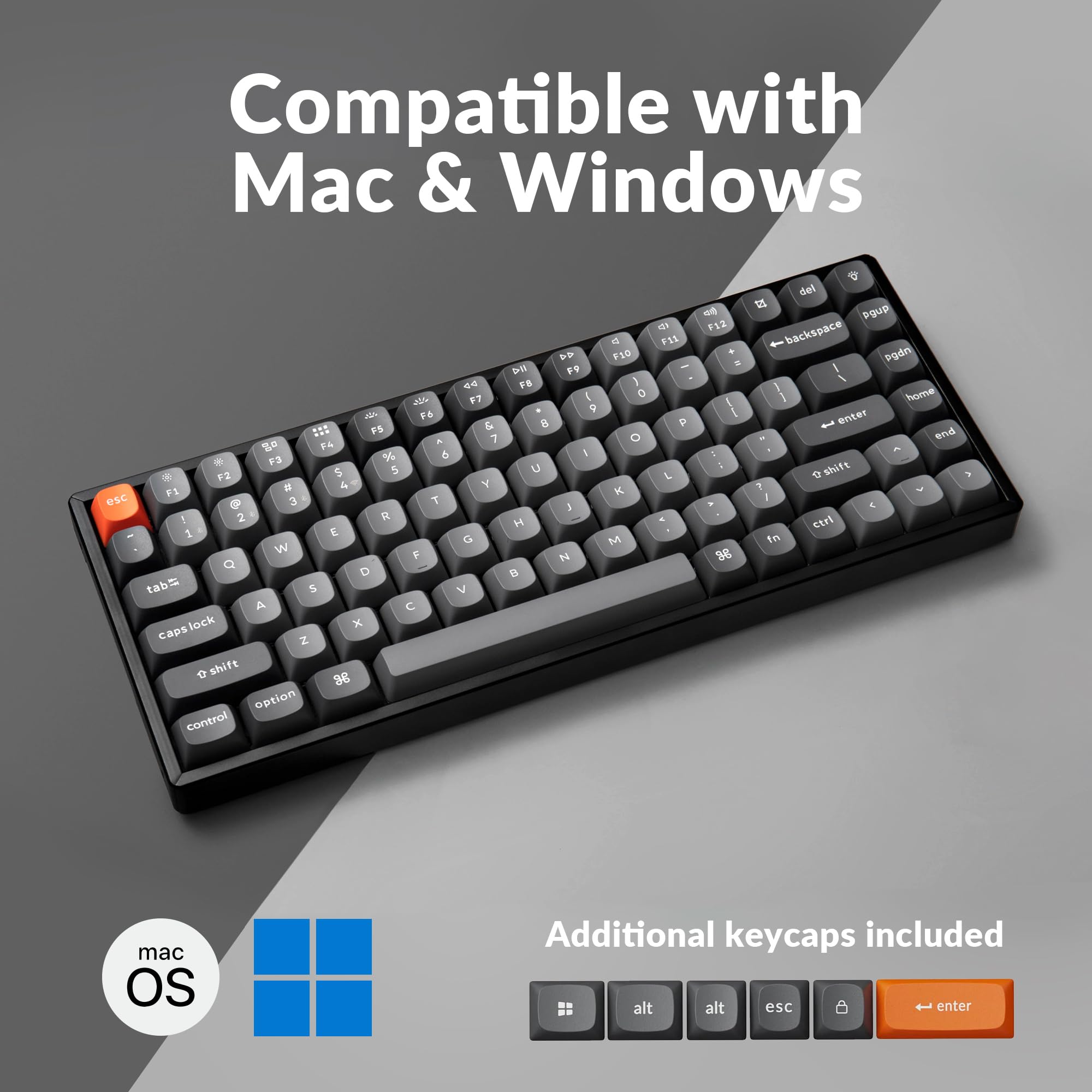 Keychron K2 Max Wireless Mechanical Keyboard - 75% Layout, RGB Backlit, Aluminum Frame, Red Switches | QMK/VIA Programmable, 2.4GHz & Bluetooth | Compatible with Mac, Windows, Linux | Perfect for Gaming, Coding & Office Work