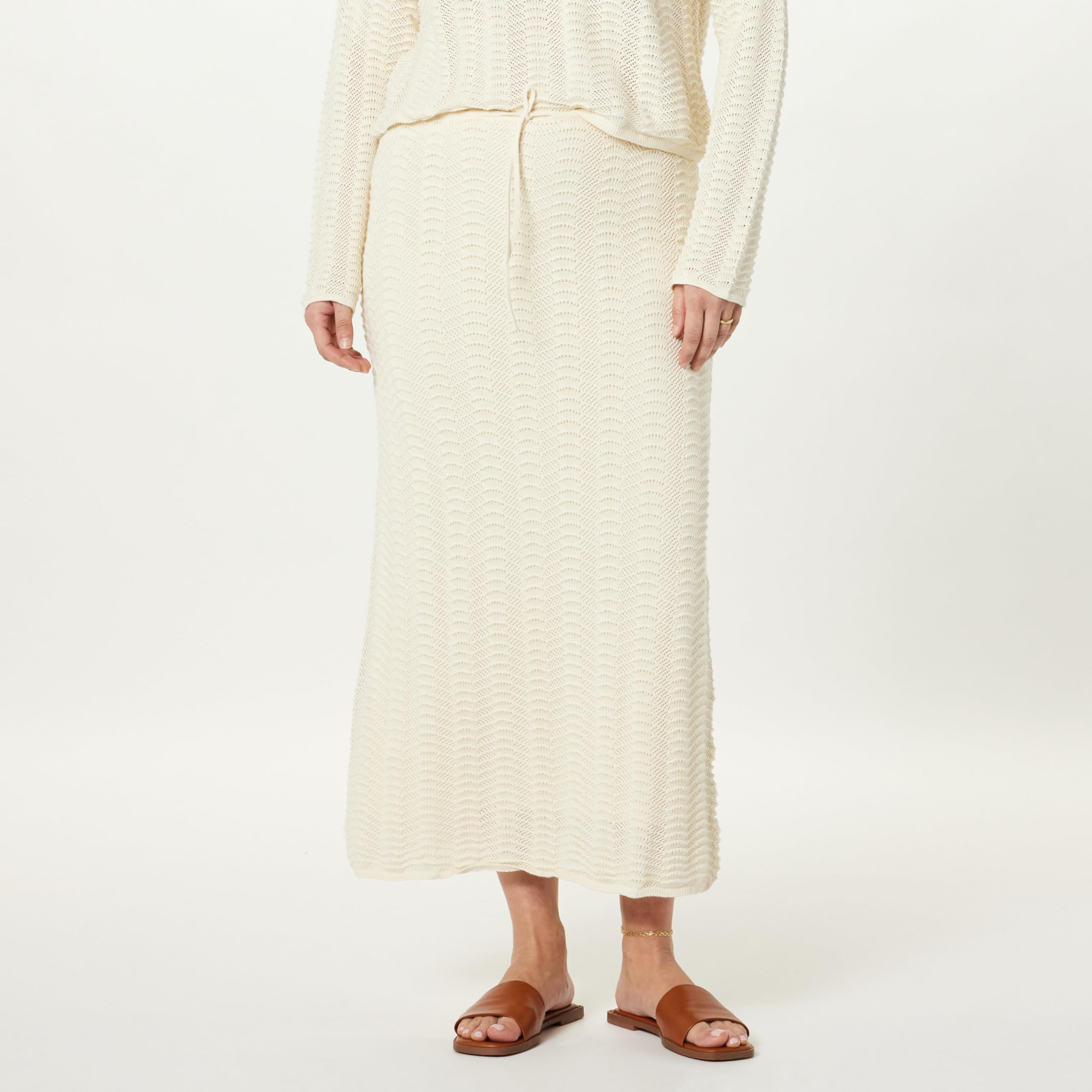 The Drop Women's Makayla Crochet Maxi Skirt - Boho Beach Skirt for Summer, Vacations & Music Festivals
