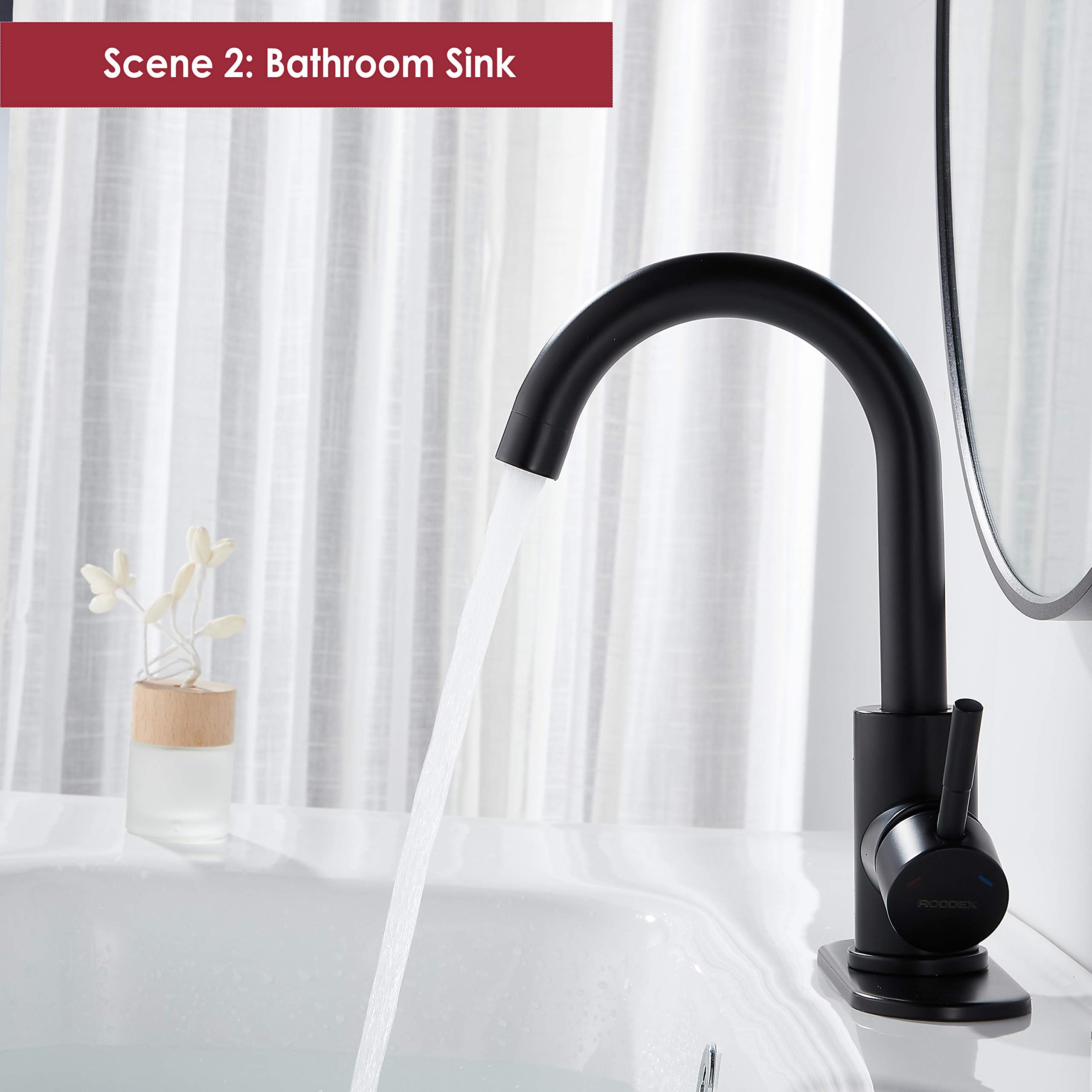 Stainless Steel 360° Swivel Wet Bar Sink Faucet - Single Handle Modern Matte Black Kitchen Tap with 3 Hole Cover Plate for Bathroom, Prep Sink & Small Spaces | Perfect for Home Bars, RV Kitchens & Compact Bathrooms