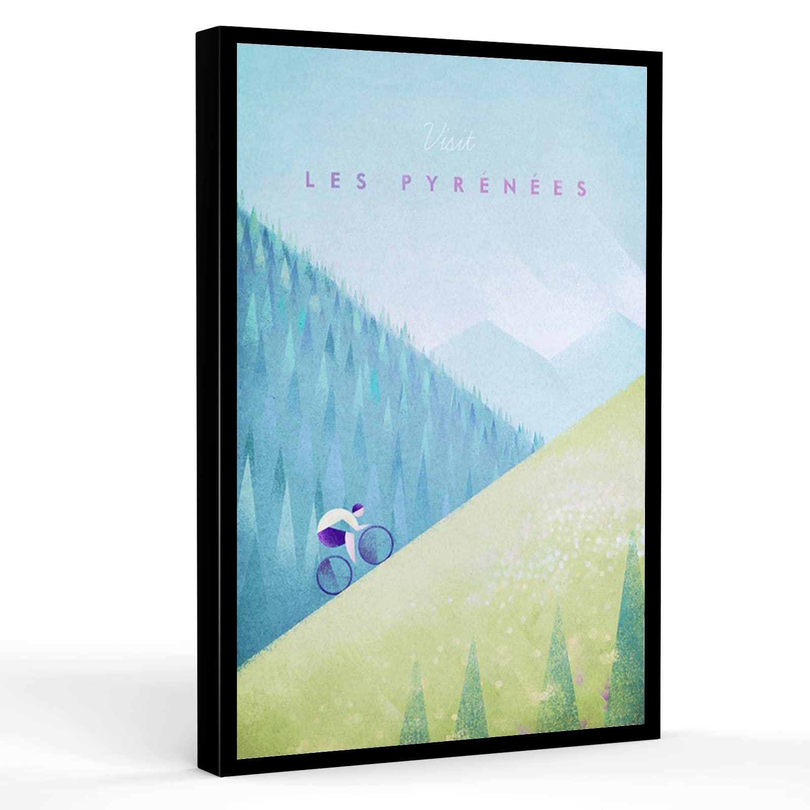Vintage Pyrenees Cycling Travel Poster Print - Minimalist Retro Nursery Wall Art for Baby Boys, 16x24 Inch Framed Modern Canvas - Perfect for Nursery, Kids Room & Vintage Home Decor