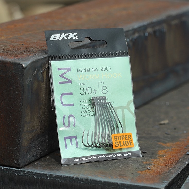 BKK Muse Worm Fishing Hooks - Sharp & Durable Freshwater & Saltwater Hooks for Bass, Trout, and Panfish - Perfect for Soft Plastic Baits and Live Worms Fishing